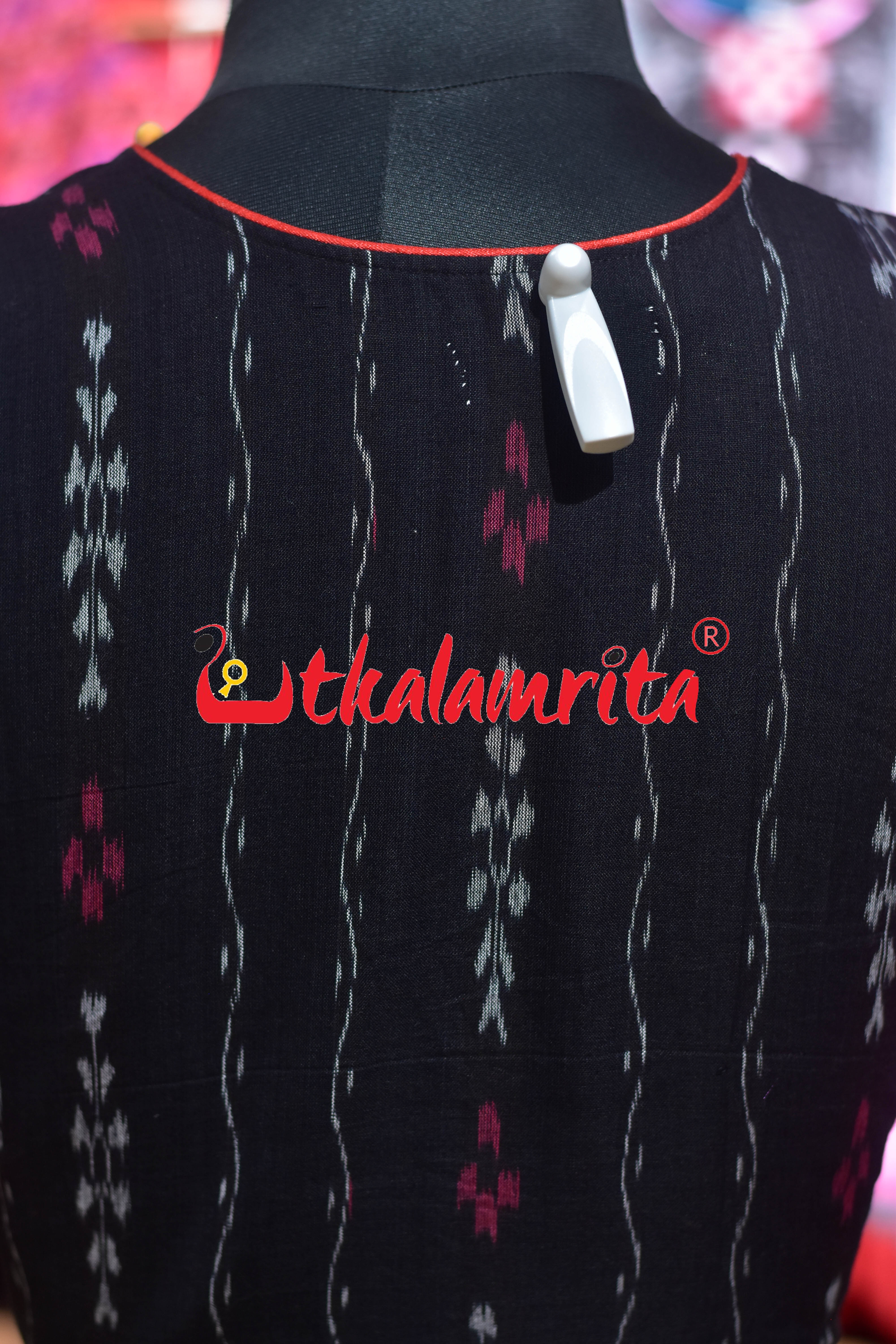 Black Ikat Yellow Kumbha Utkala Laxmi (Ladies' Gown)