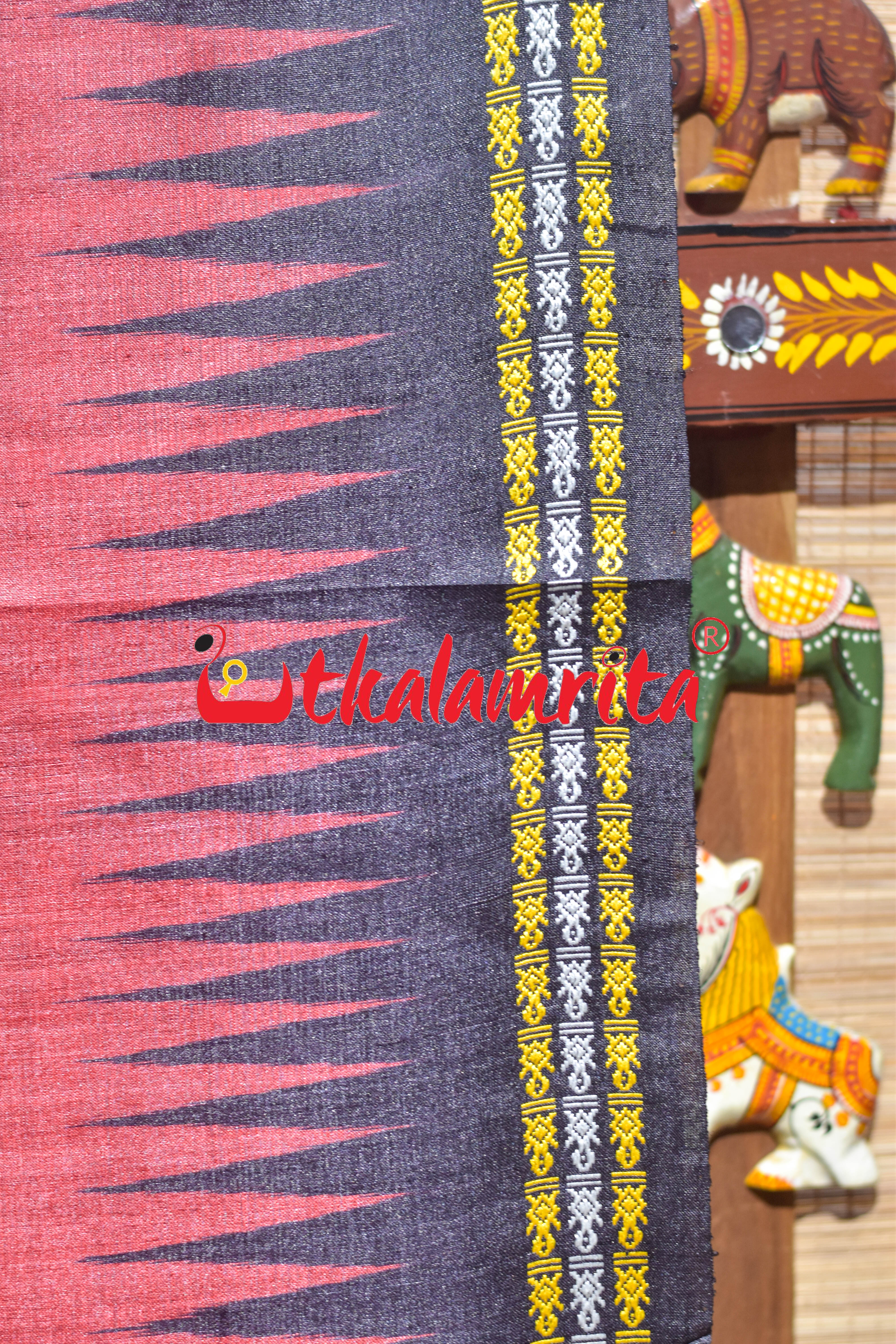 Red Black Dolabedi Gopalpur Tussar Silk Saree