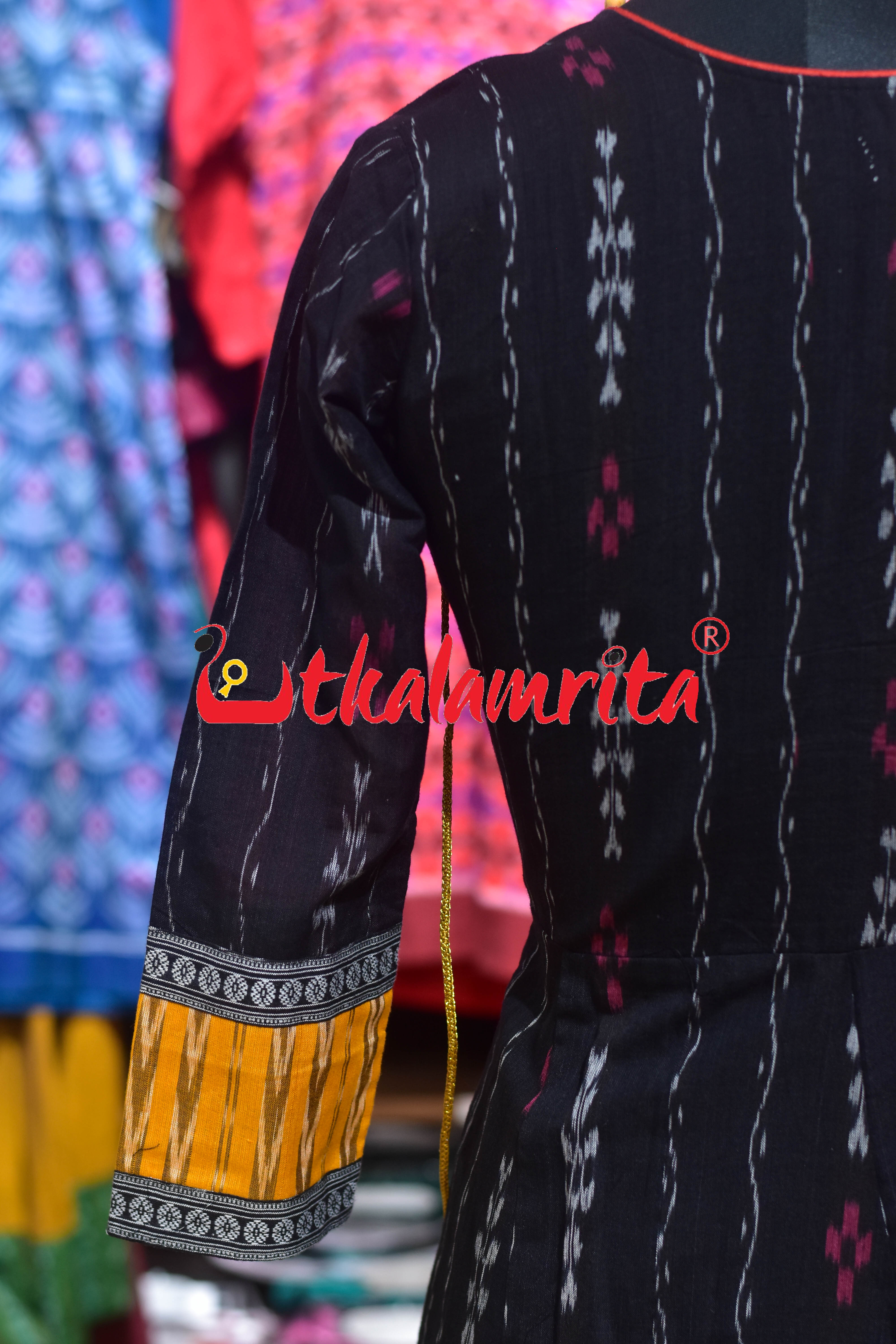 Black Ikat Yellow Kumbha Utkala Laxmi (Ladies' Gown)