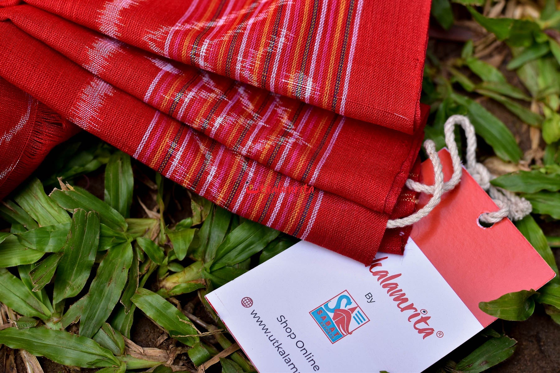 Yellow Red Shankh Khandua Cotton Saree