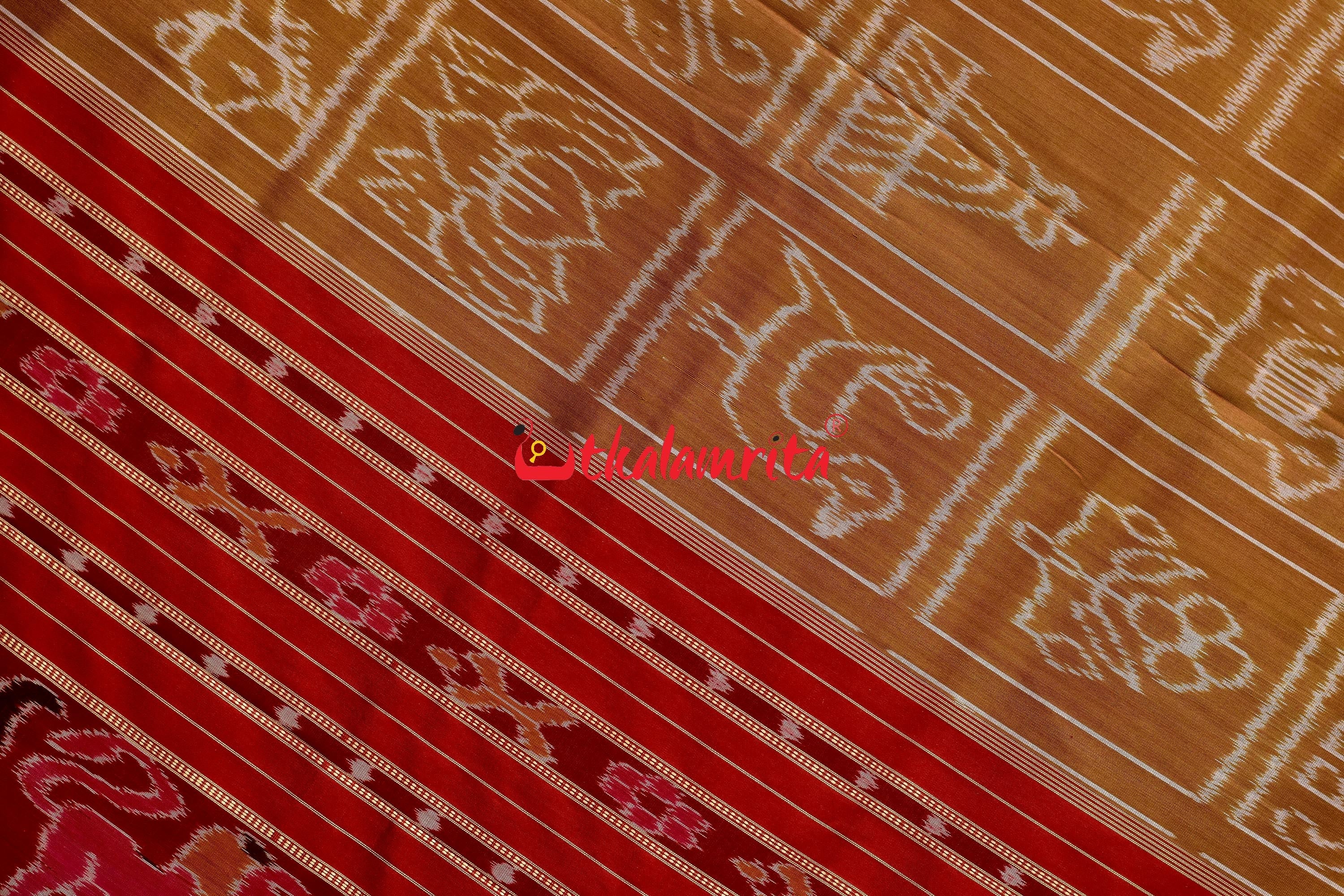 8 Motifs Brown Khandua Silk Saree