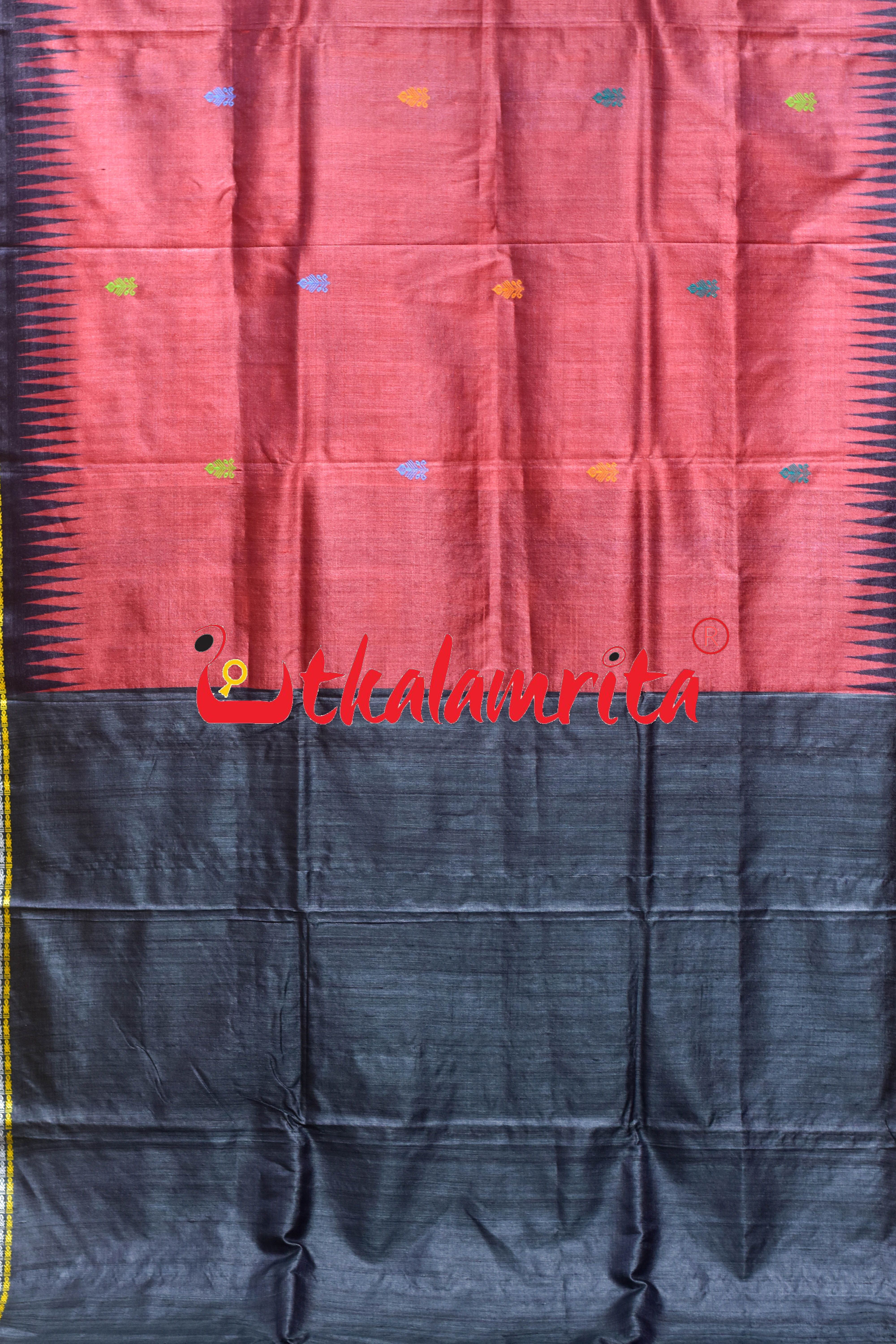 Red Black Dolabedi Gopalpur Tussar Silk Saree