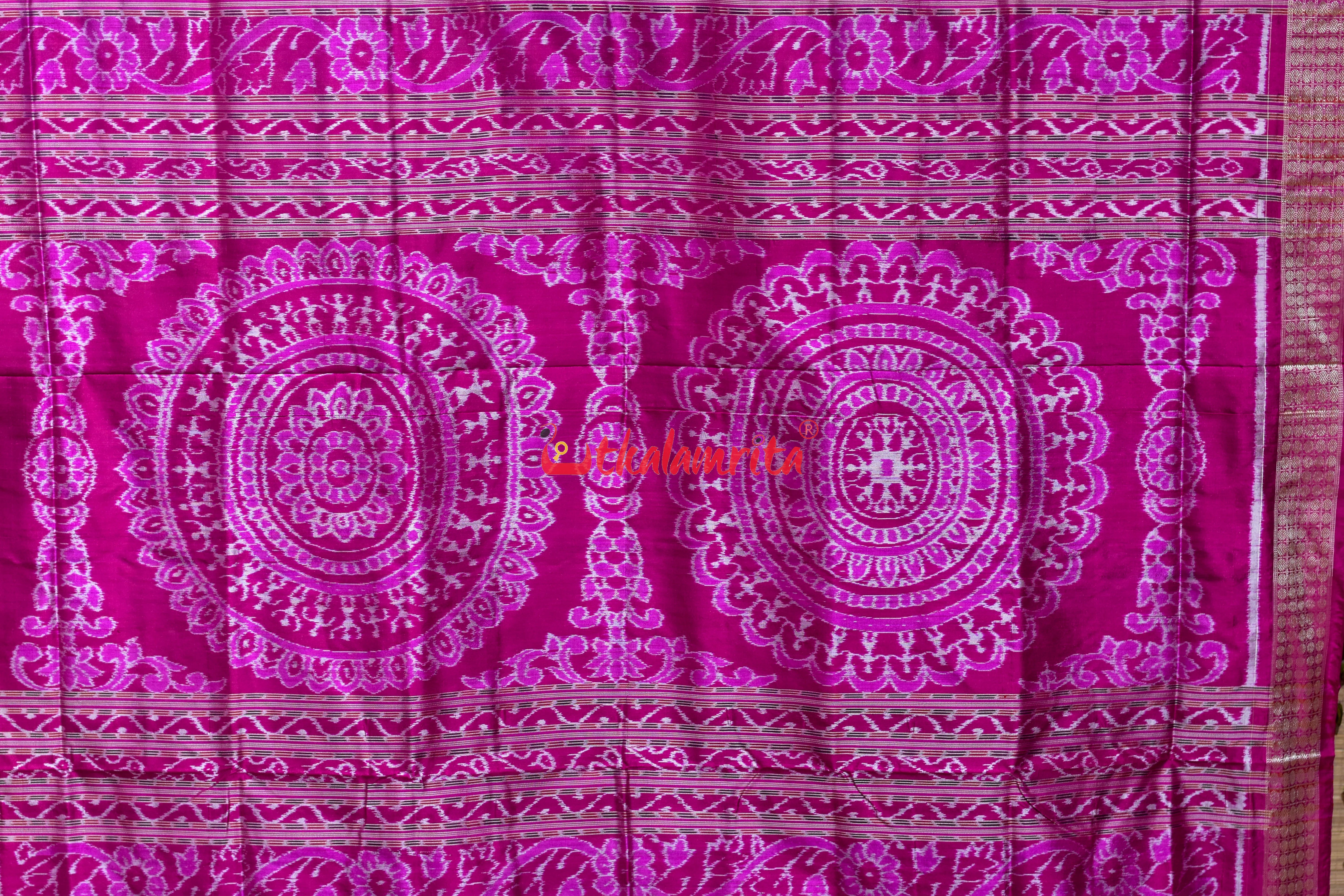 Sea Green Dandia Pasapali Sambalpuri Silk Saree