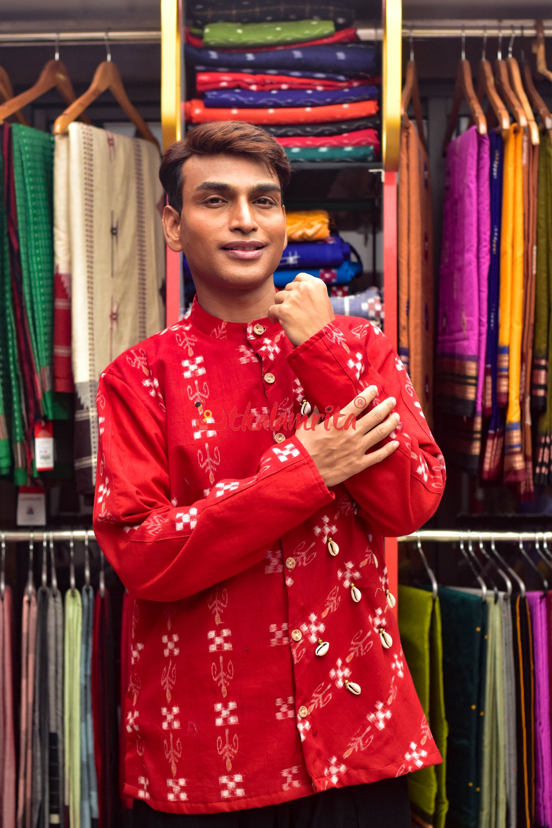Pasapali & Flower (Men's Half Sherwani)