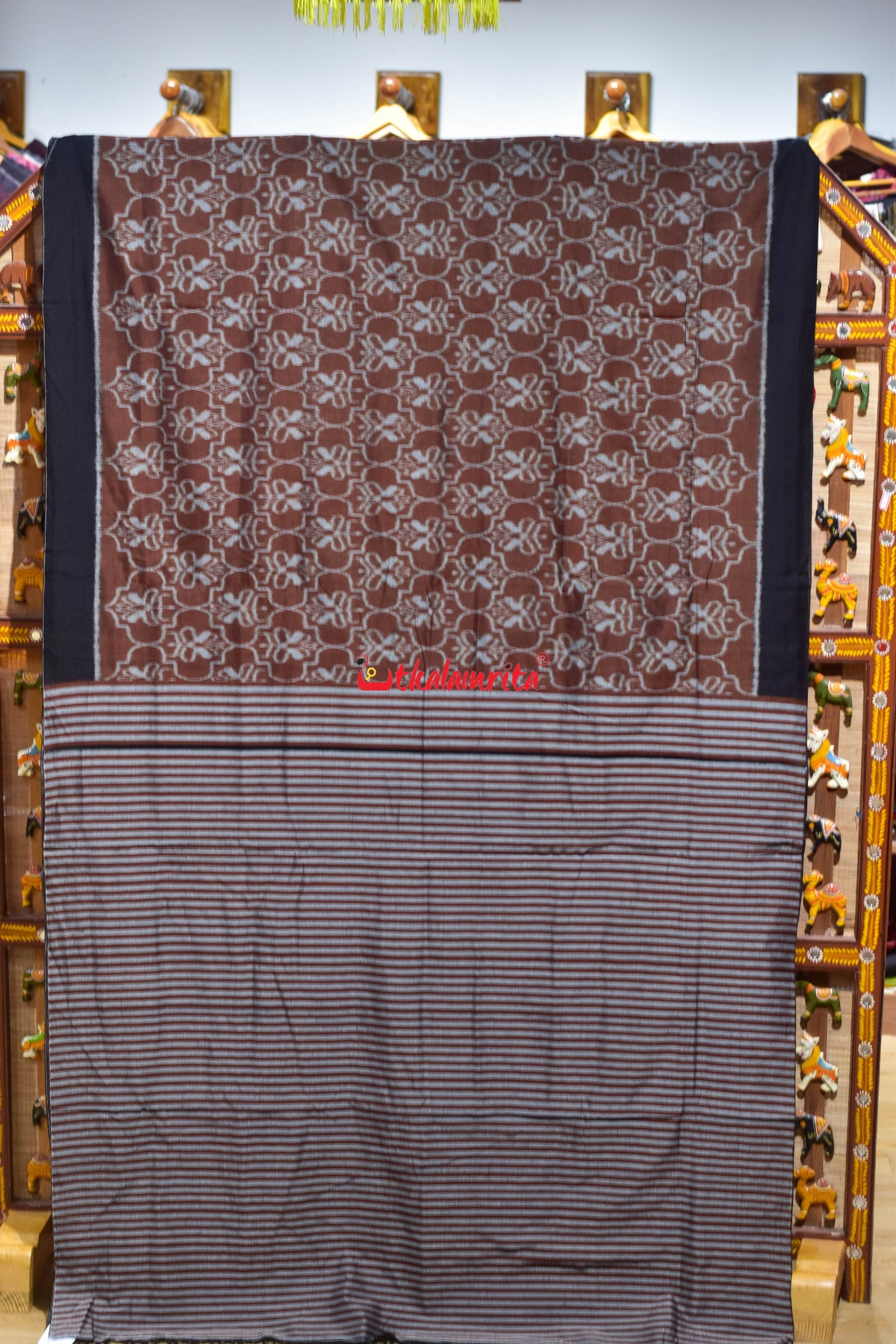 Butterfly Brown Maniabandha Cotton Saree