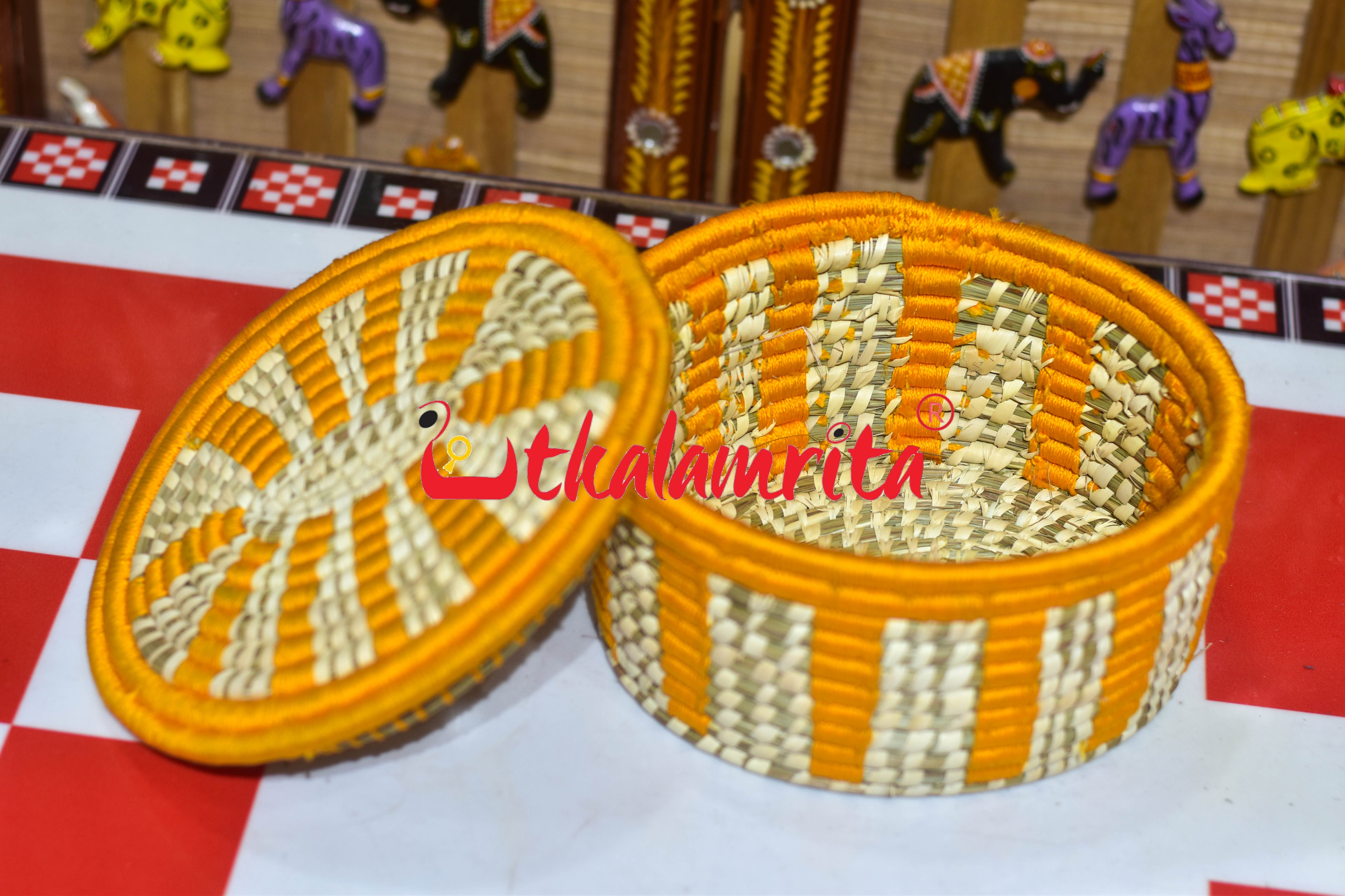 Sabai Grass Oval Thread kusan box mustard