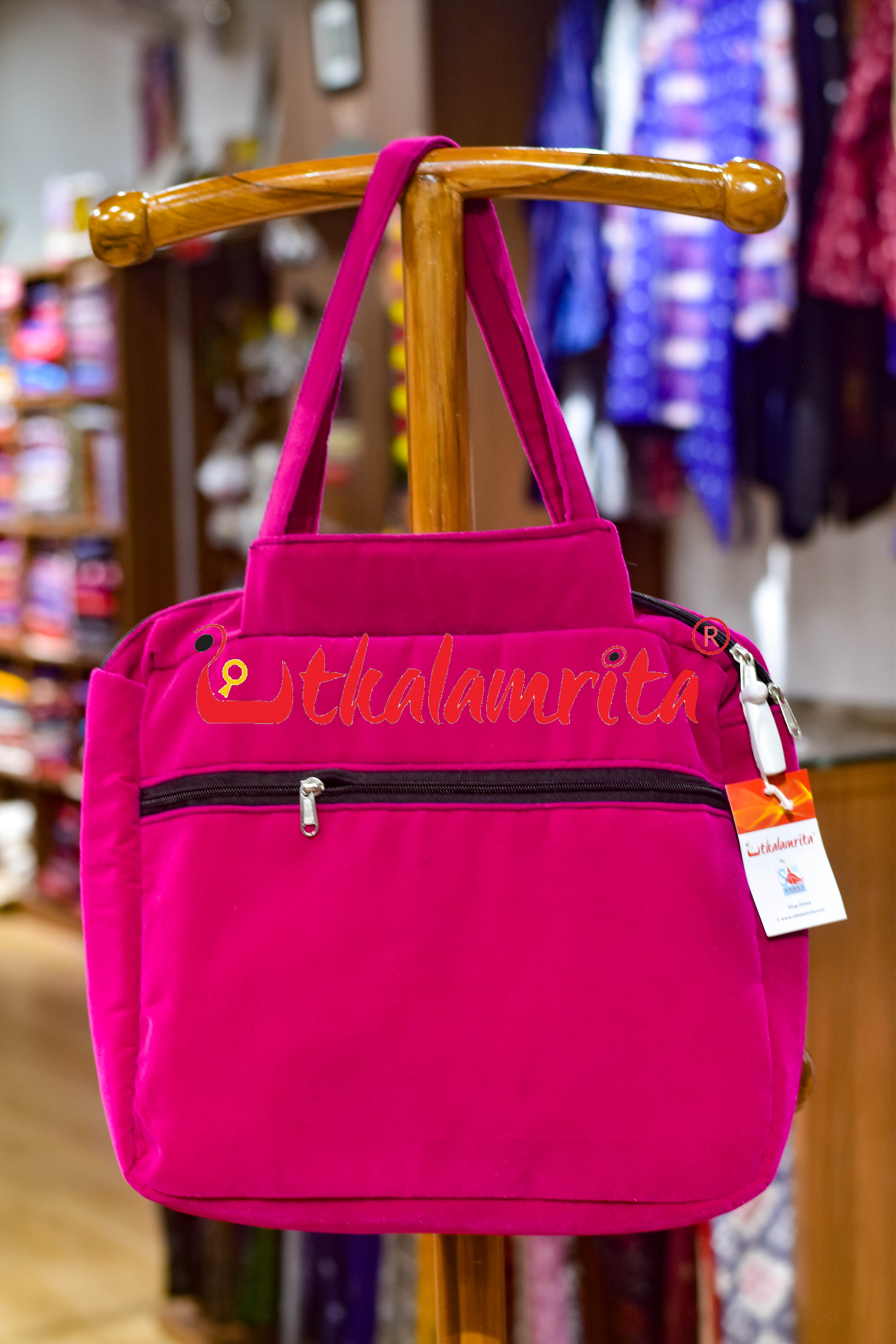 Pink Velvet Applique Laptop Bag