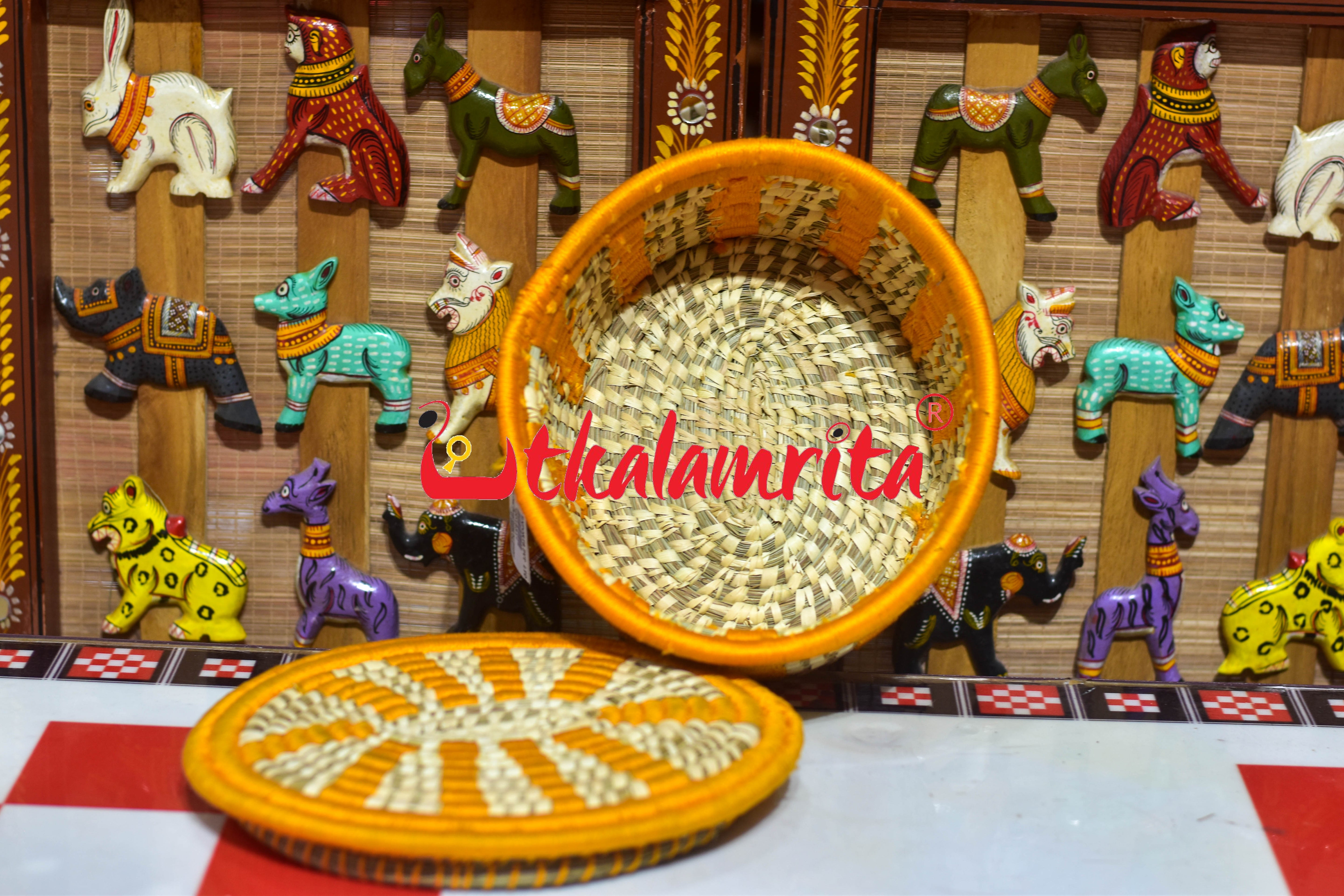 Sabai Grass Oval Thread kusan box mustard