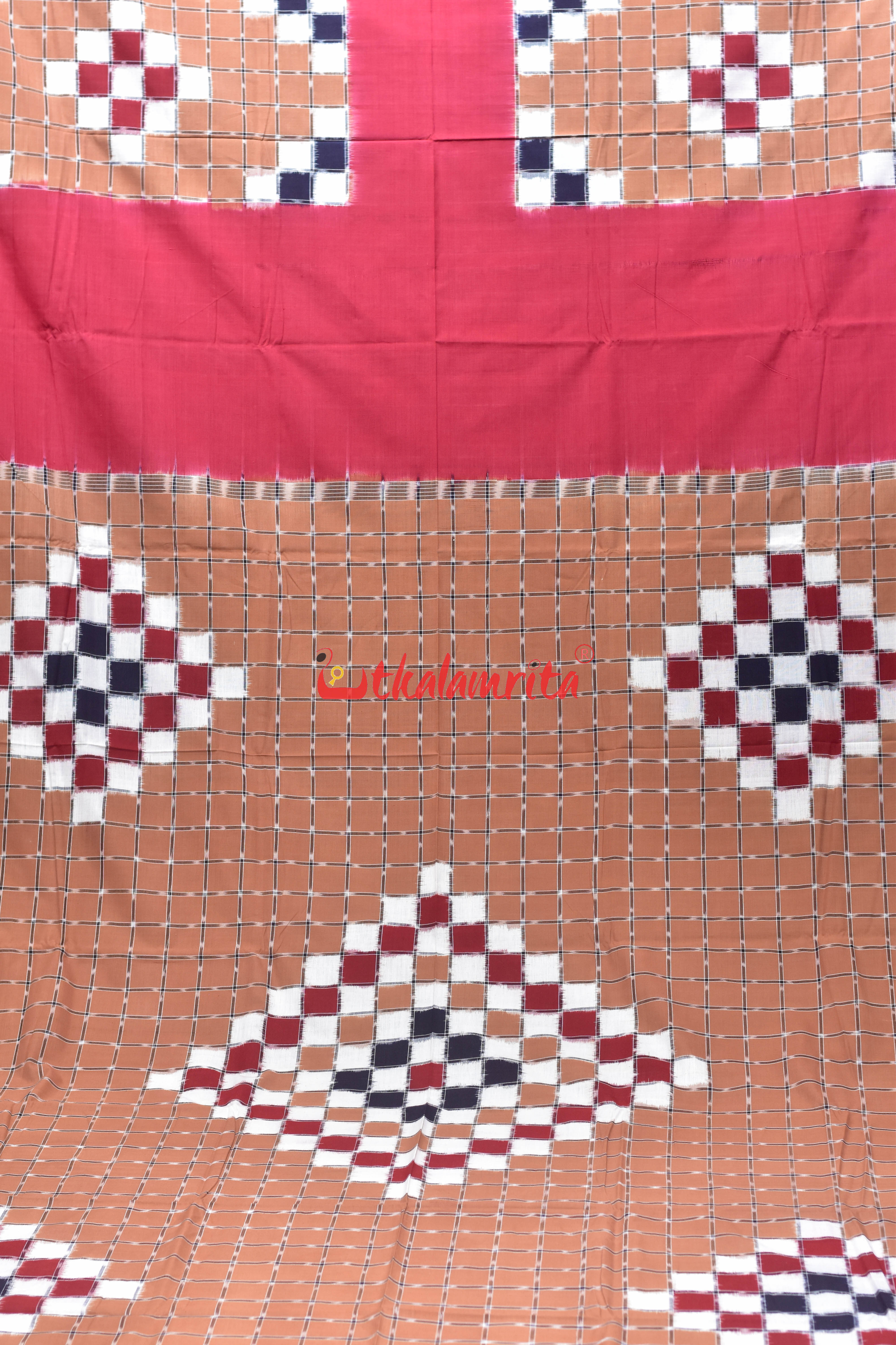 Brown Red with Checks Pasapali Cotton Bedsheet