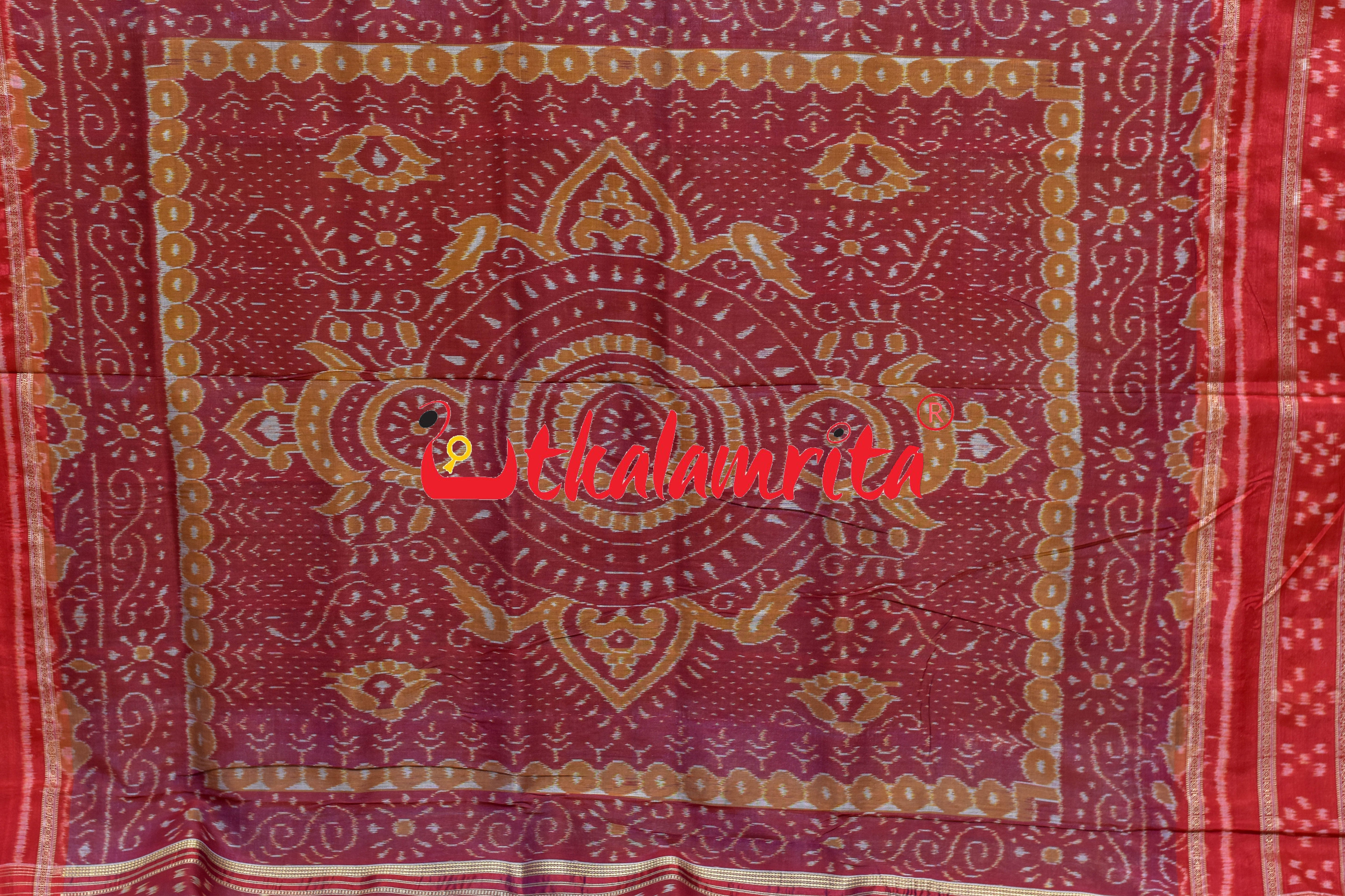 Ghee Four Buti Border Pasapali Khandua Silk Saree