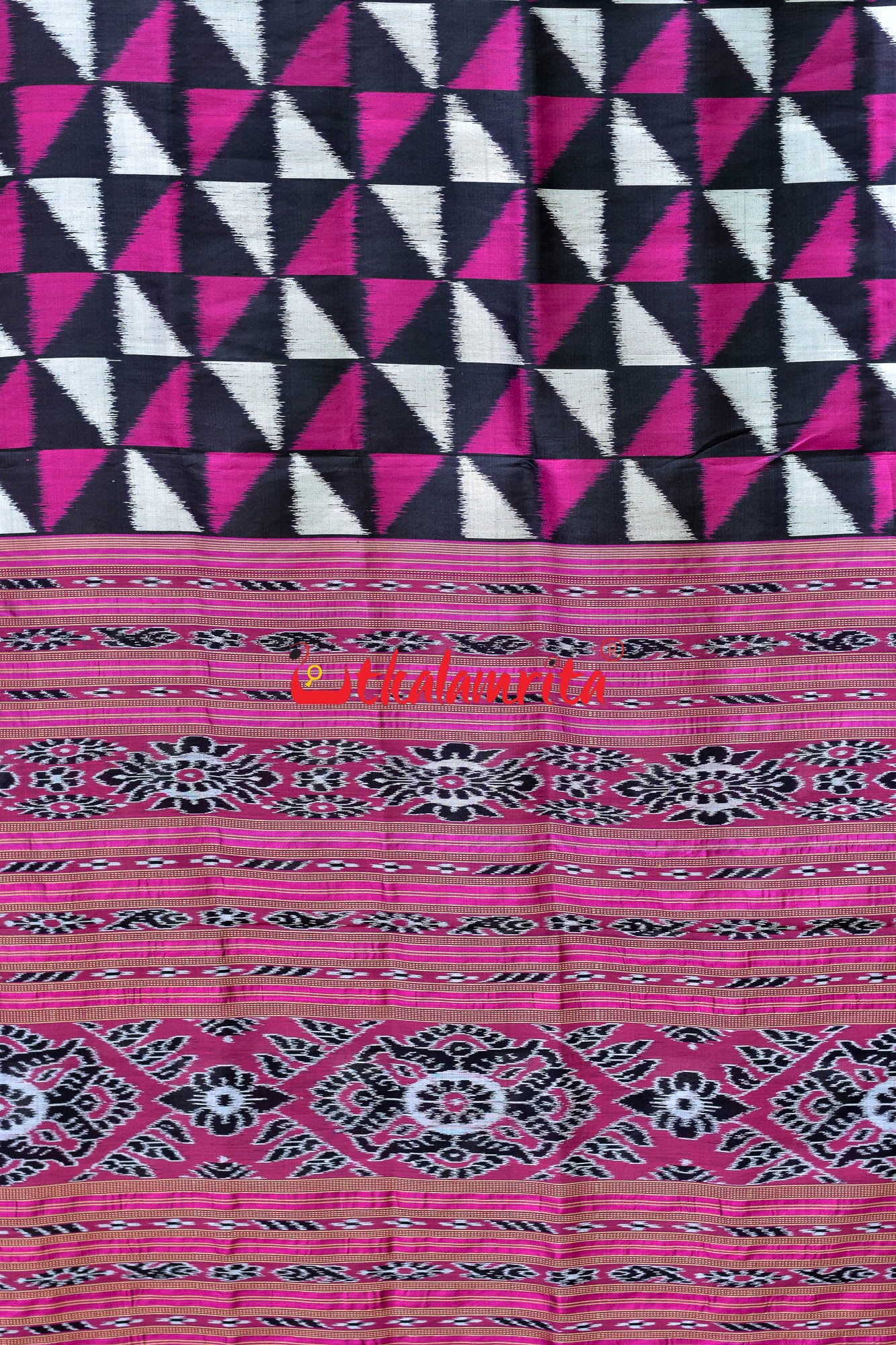 Pataka Magenta Khandua Silk Saree