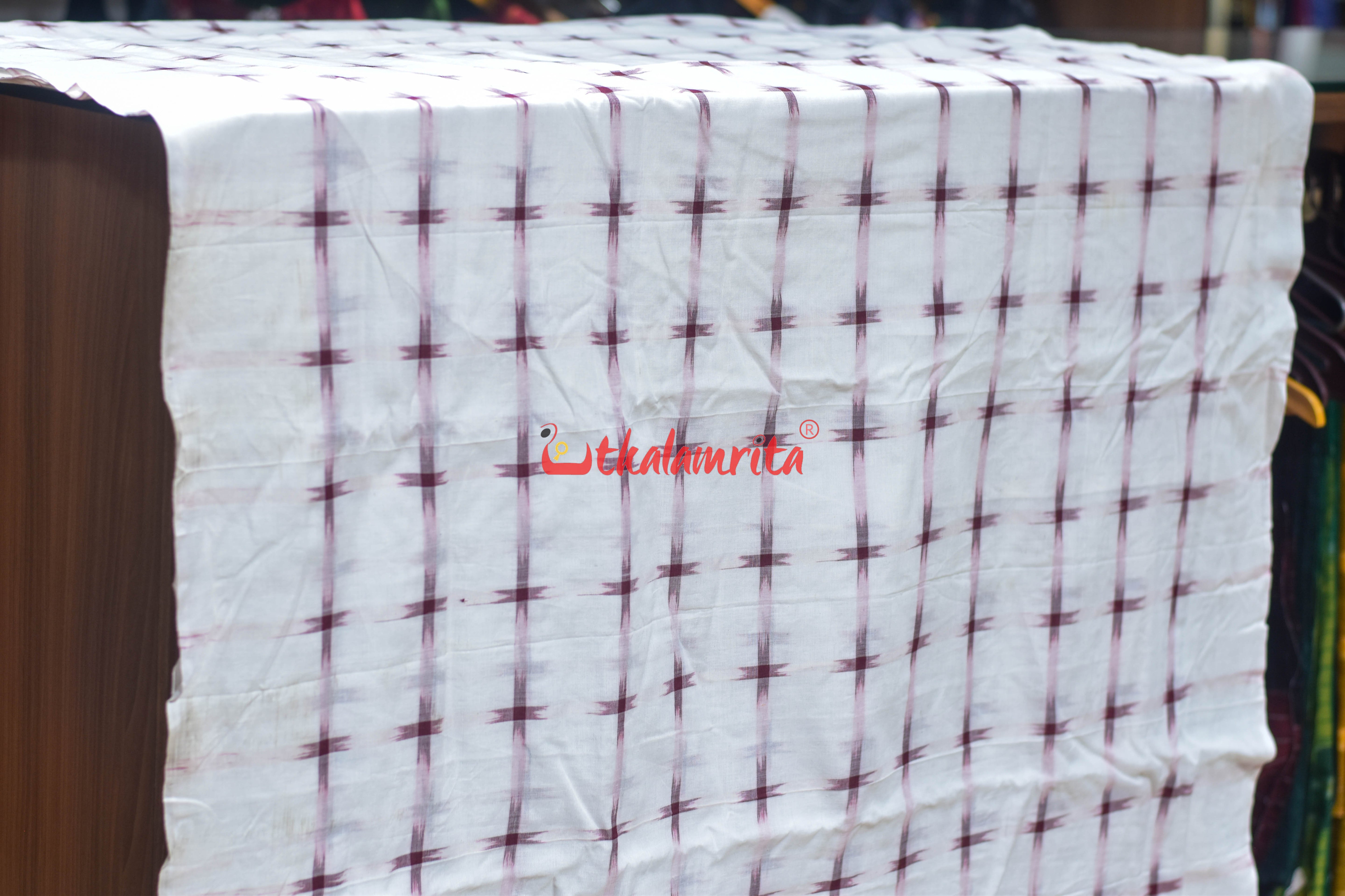 White with Maroon Star Cotton (Fabric)