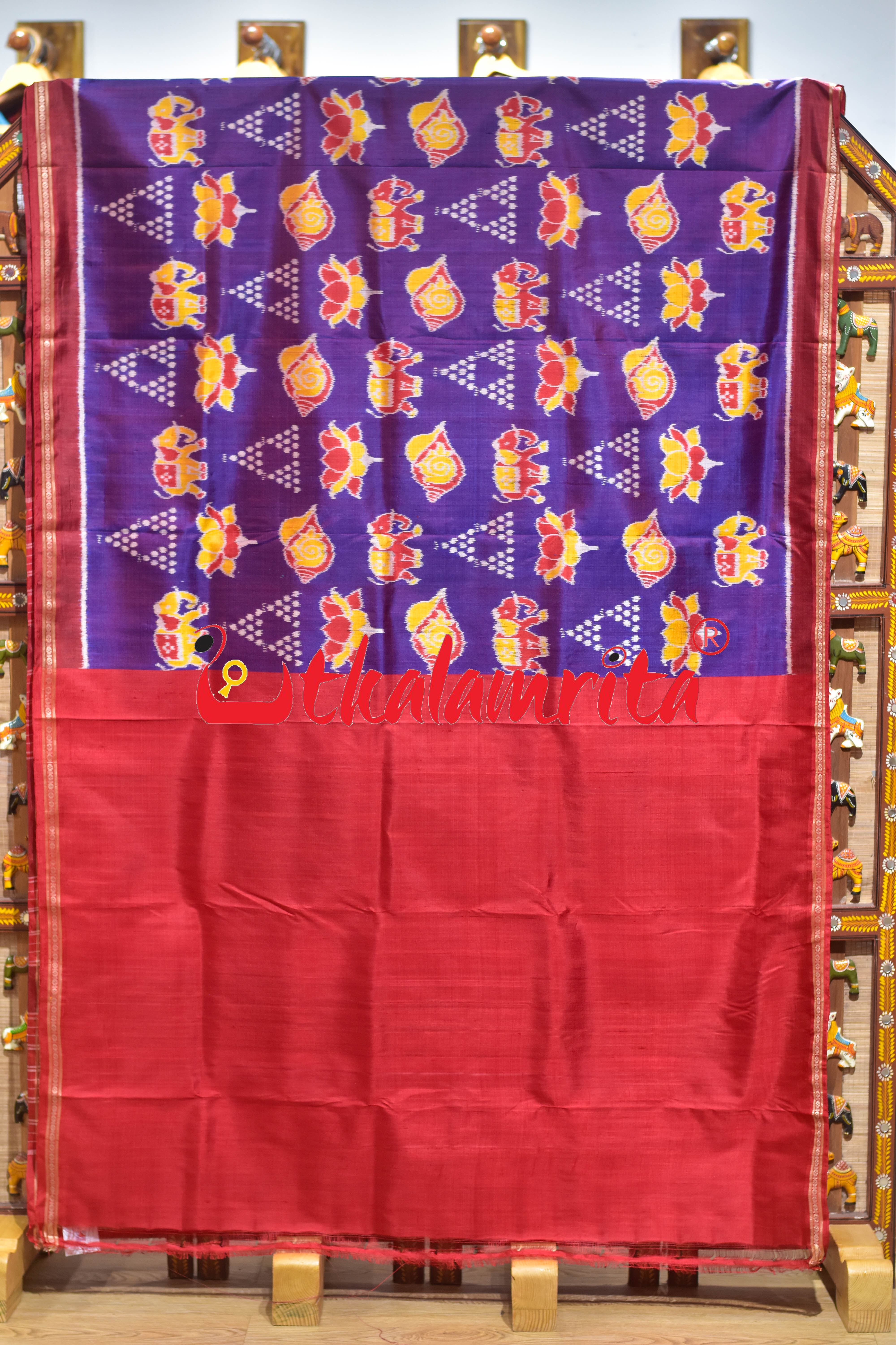 Purple Maroon Ekphuliya Border Nabakothi Khandua Silk Saree