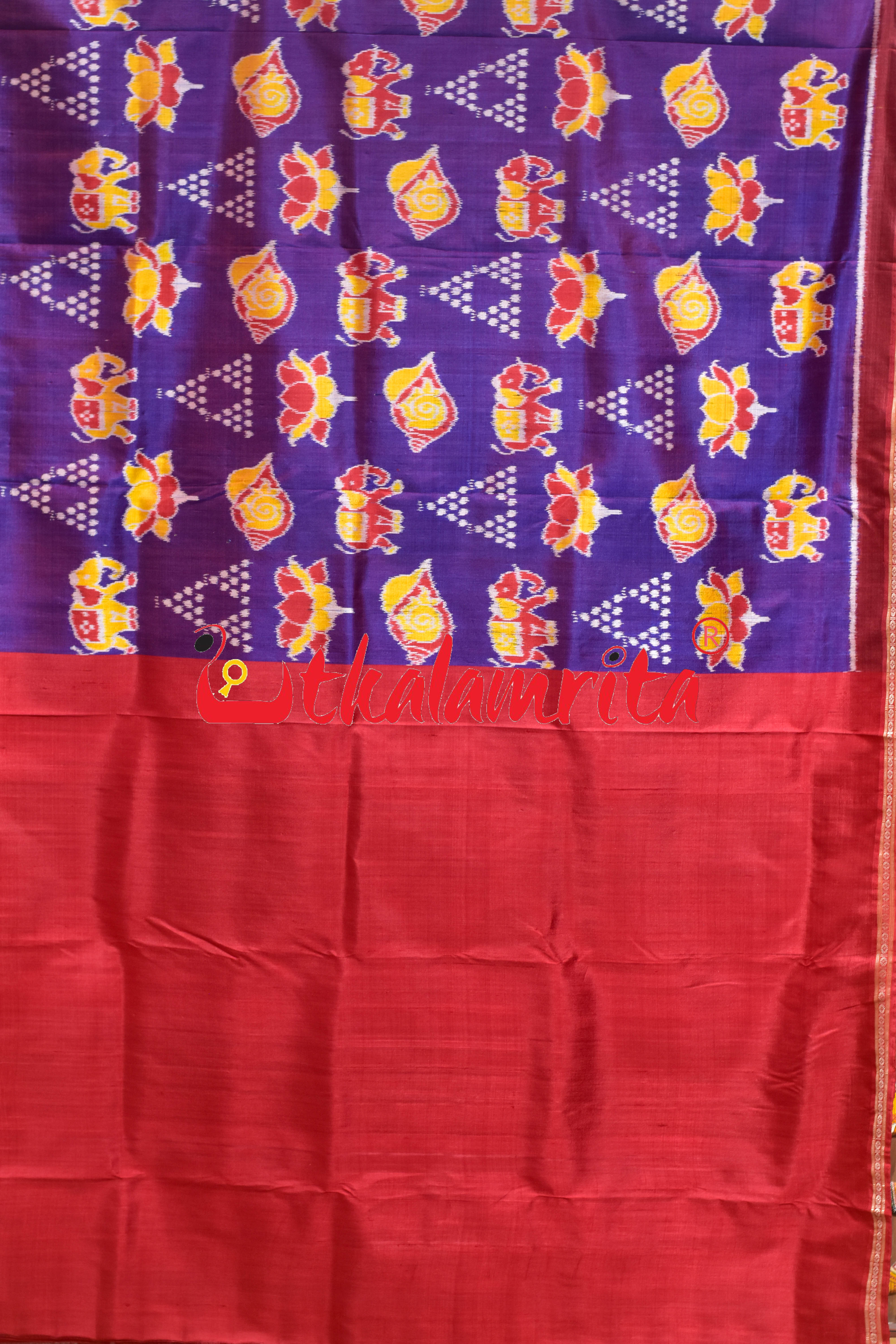 Purple Maroon Ekphuliya Border Nabakothi Khandua Silk Saree