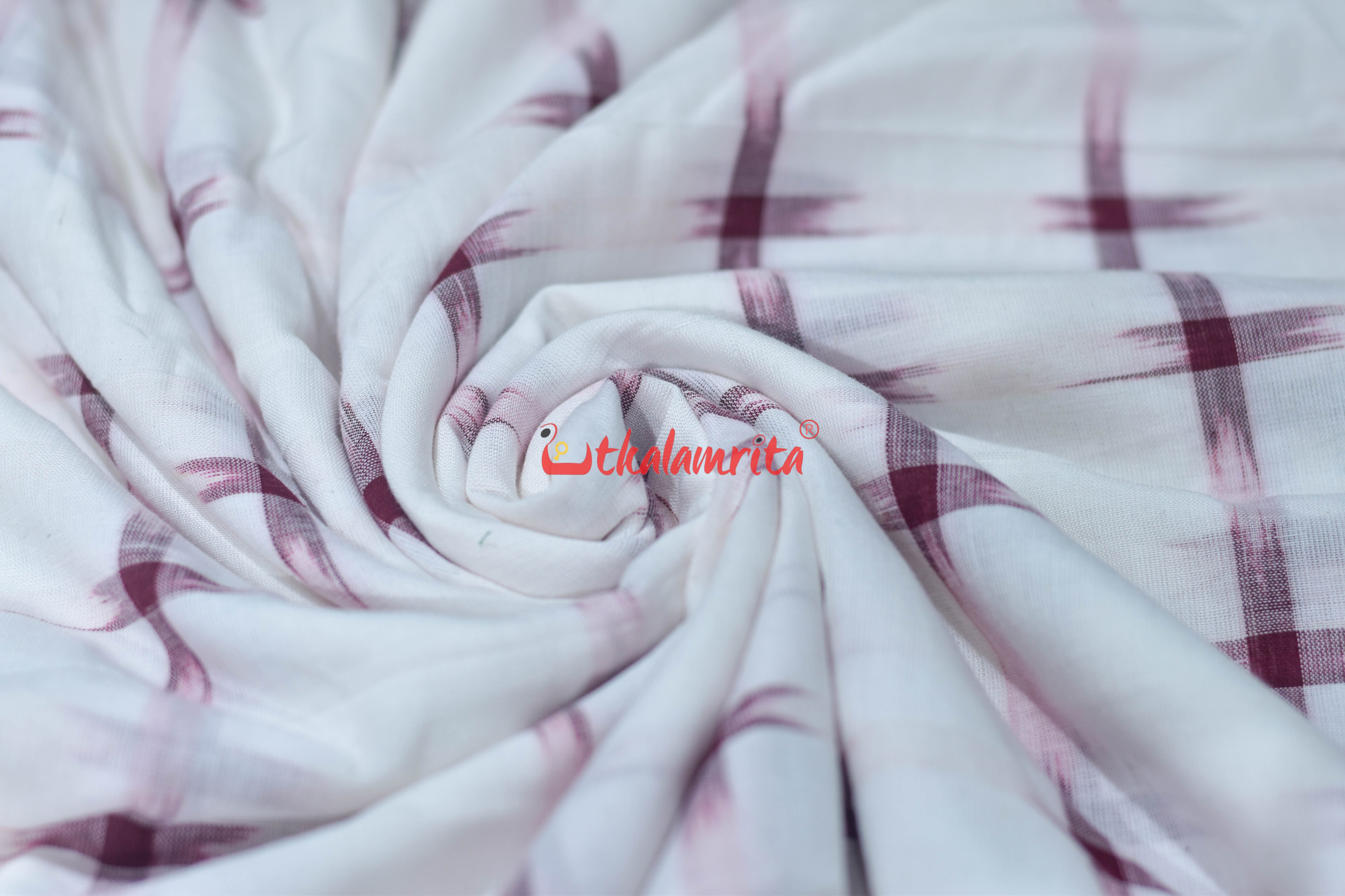 White with Maroon Star Cotton (Fabric)