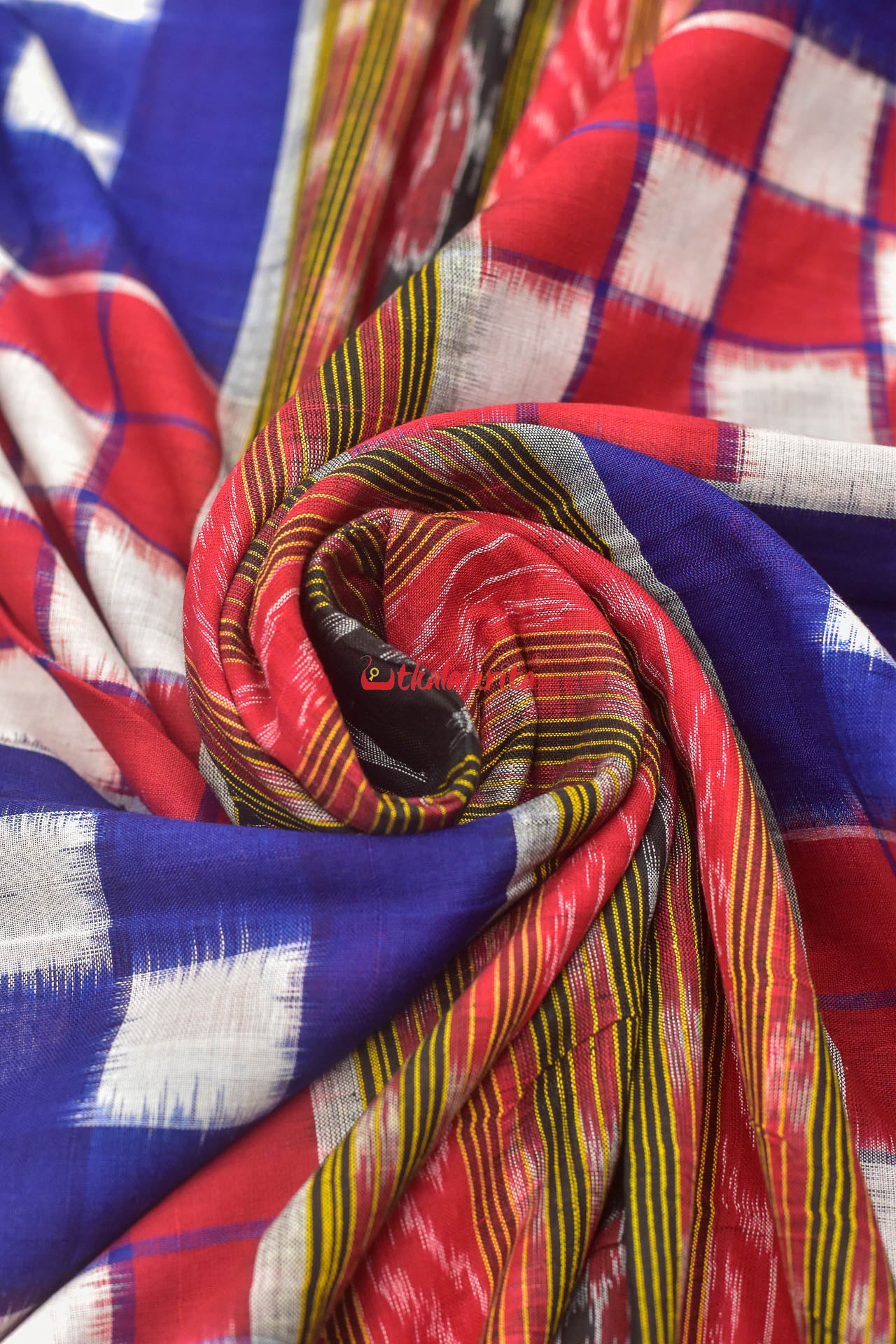 Blue Red Bichitrapuri Sambalpuri Cotton (Fabric)