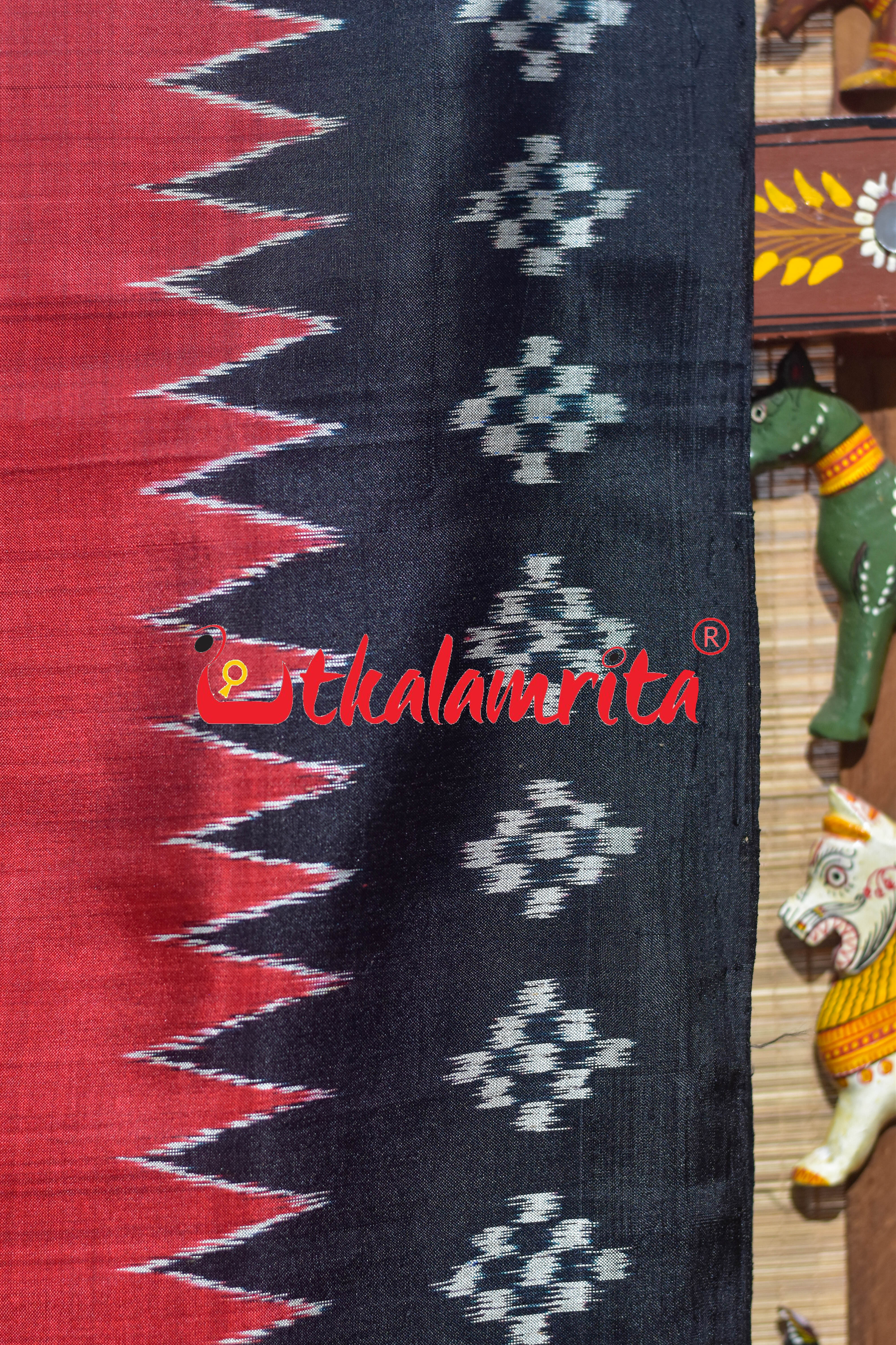 Red Black Pasapali Border Jhoti Anchal Khandua Silk Saree