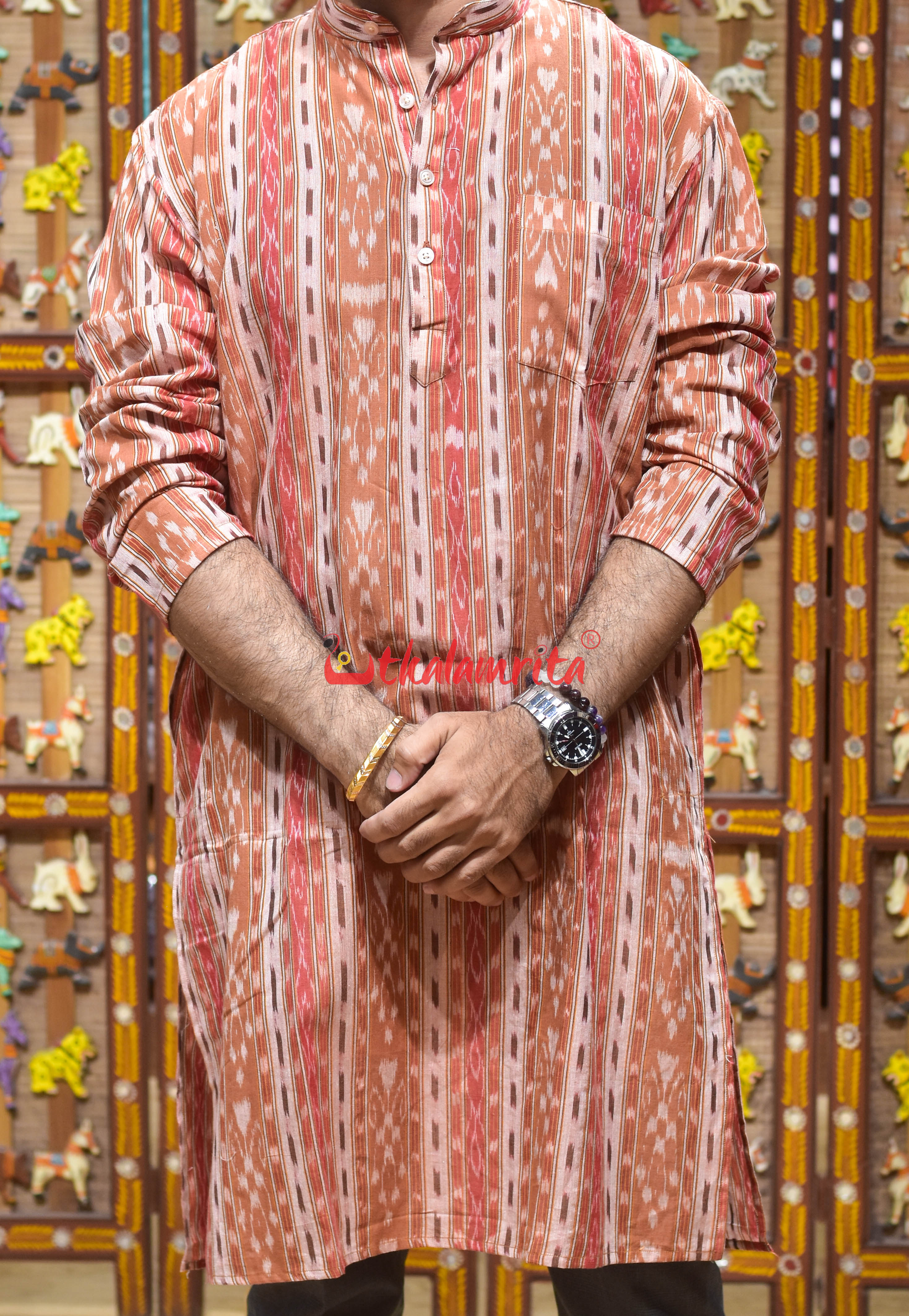 Red Brown Kangula (Men's Long Kurta)