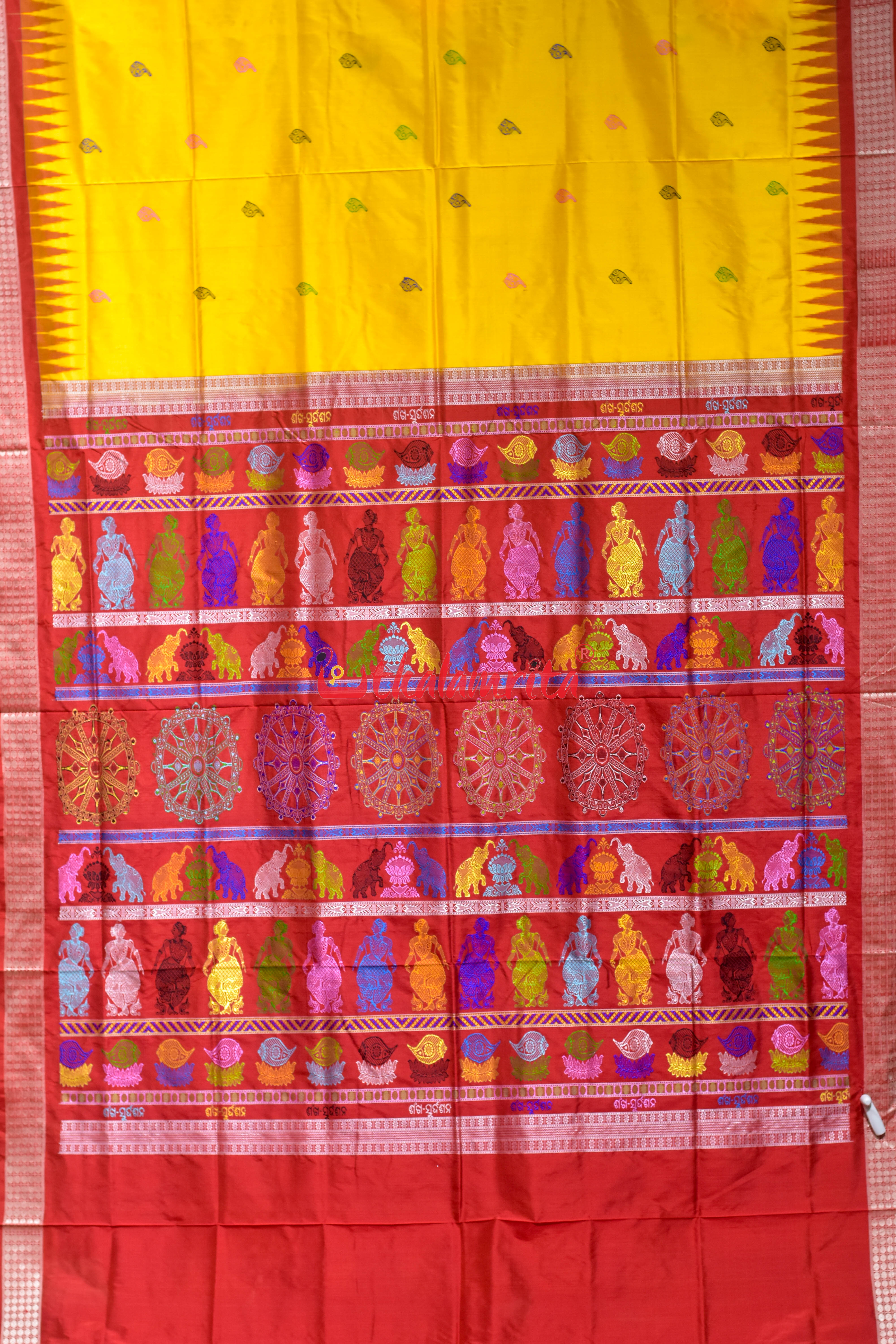 Yellow Sankha Sudarshan Bomkai Silk Saree