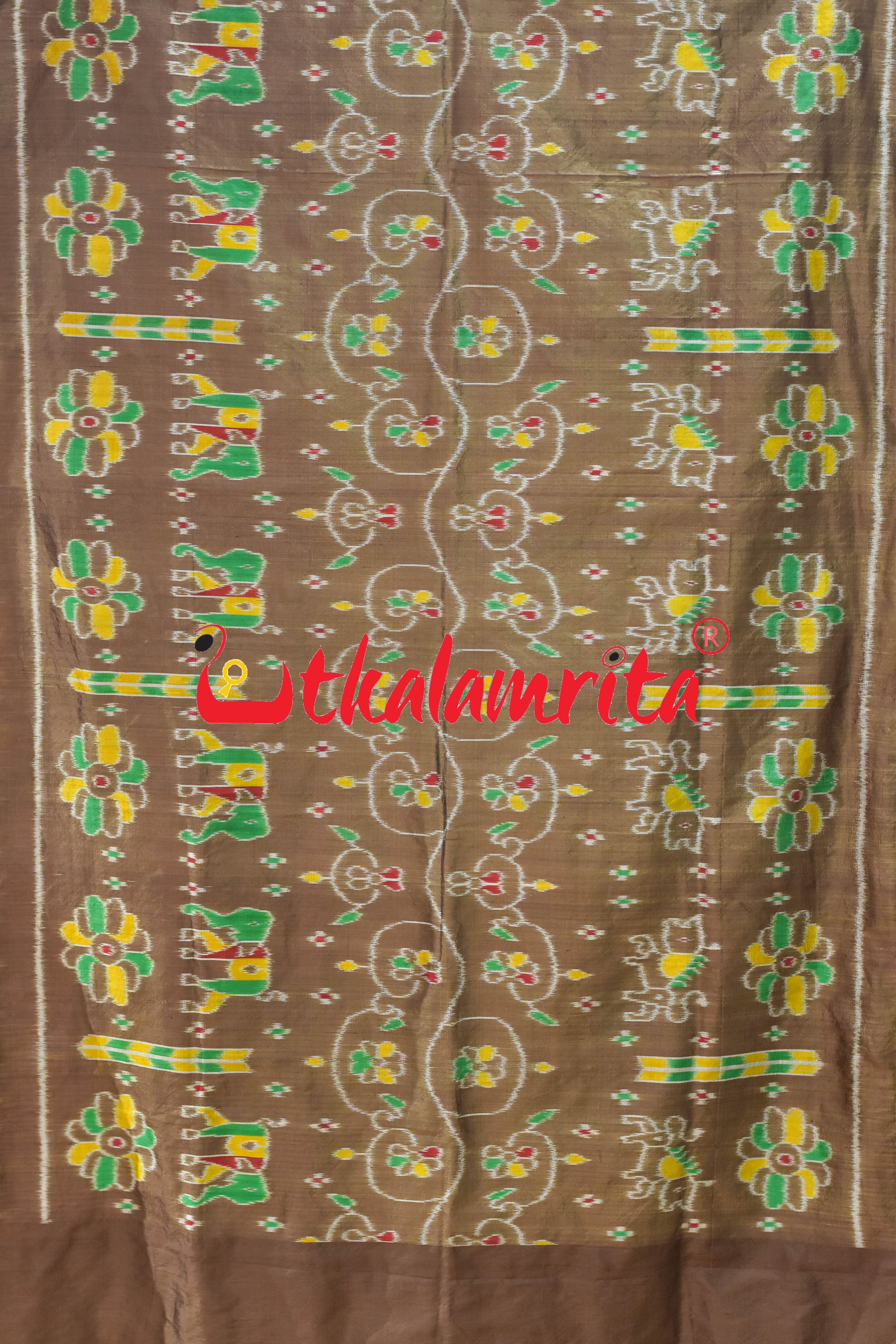 Olive Elephant Khandua Silk (Dupatta)