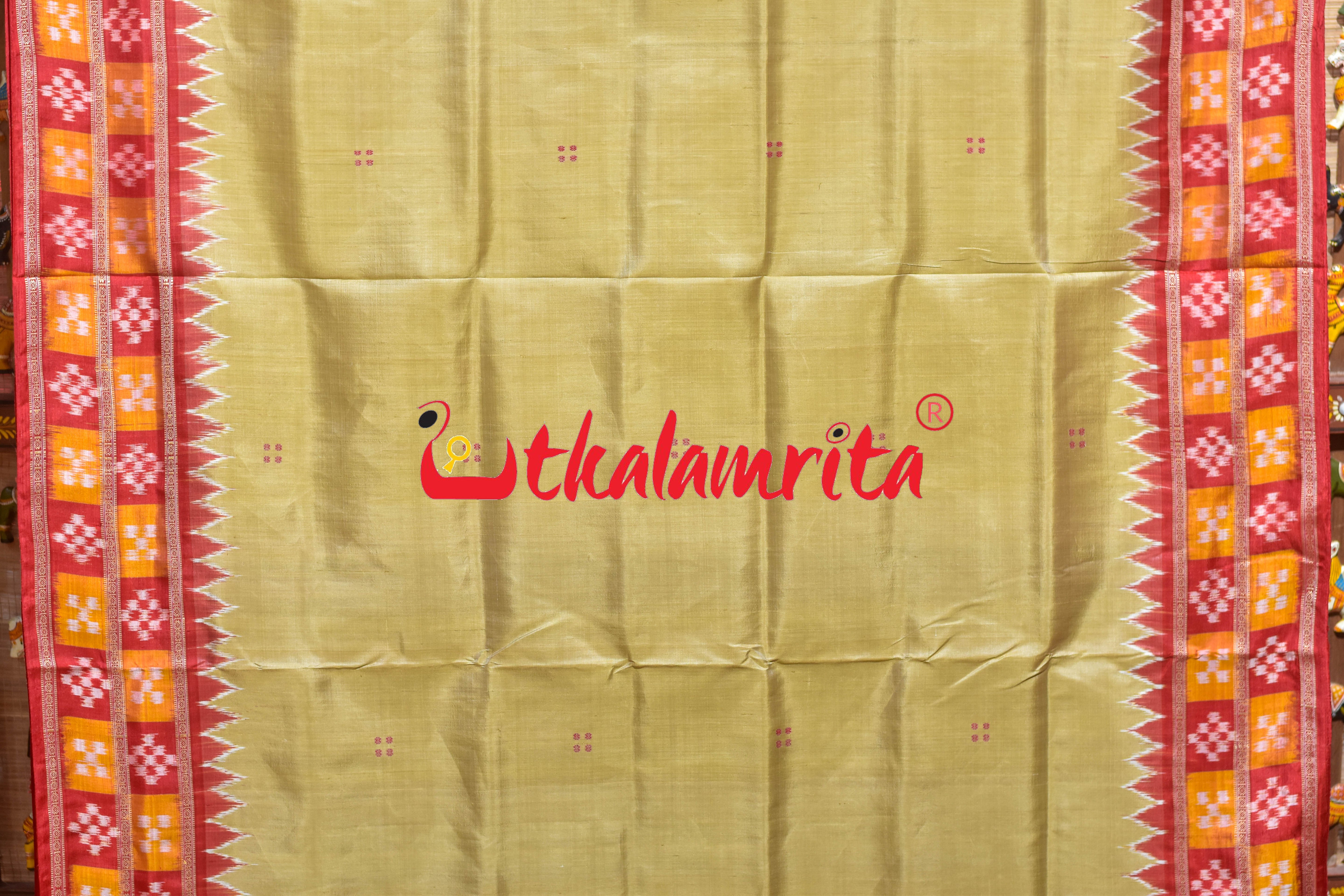 Ghee Four Buti Border Pasapali Khandua Silk Saree