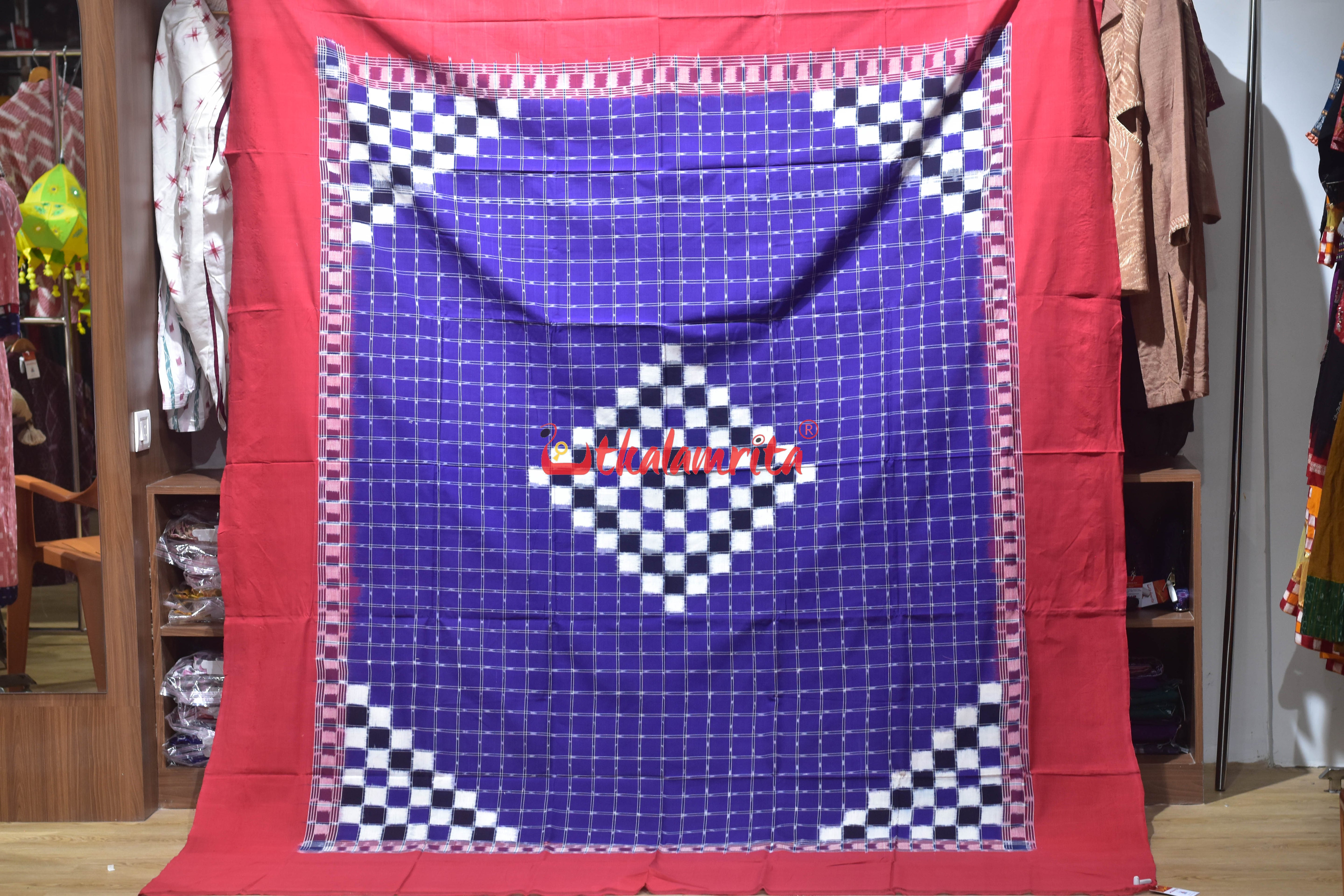 Purpel Red Big Checks Pasapali Bedsheet