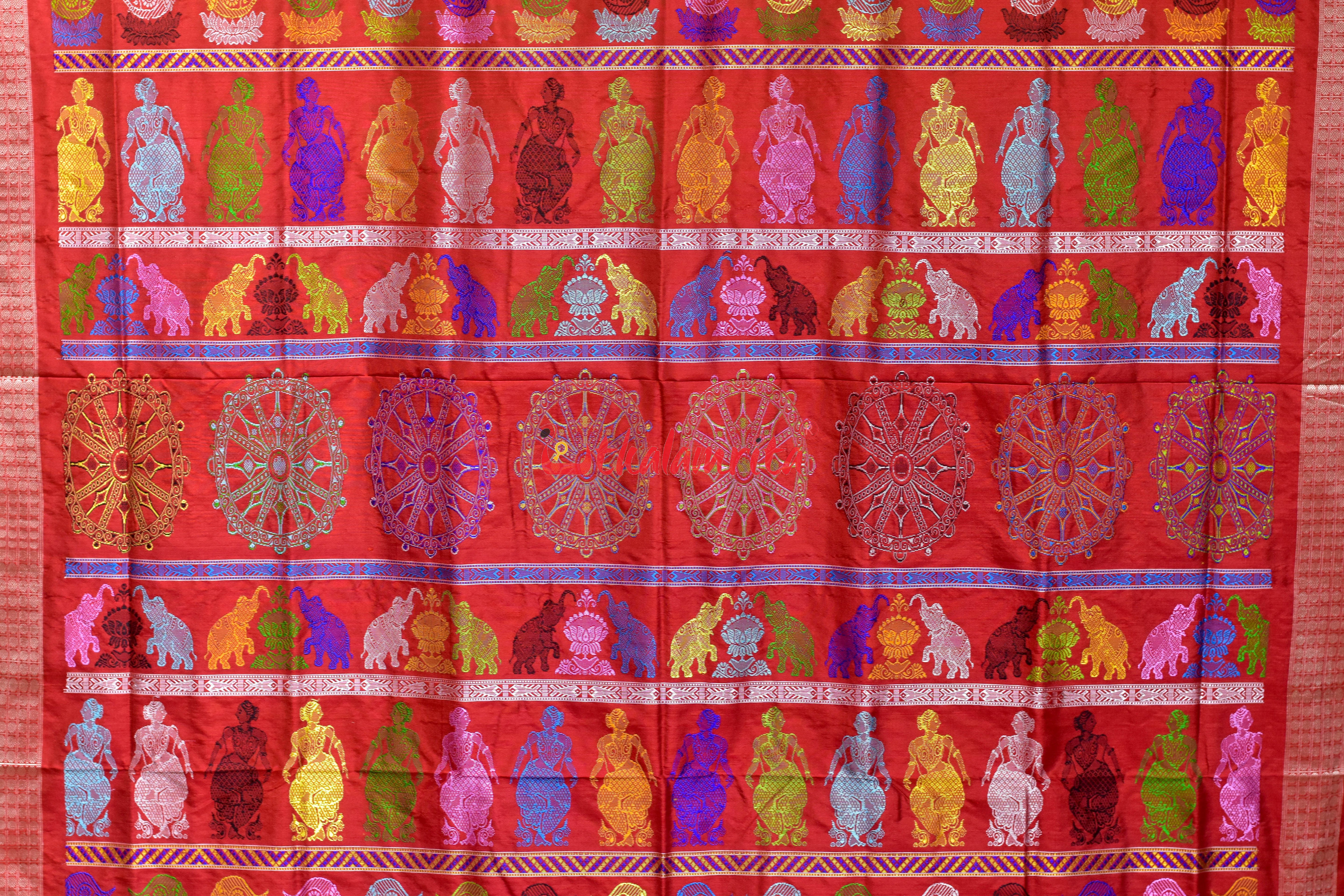 Yellow Sankha Sudarshan Bomkai Silk Saree