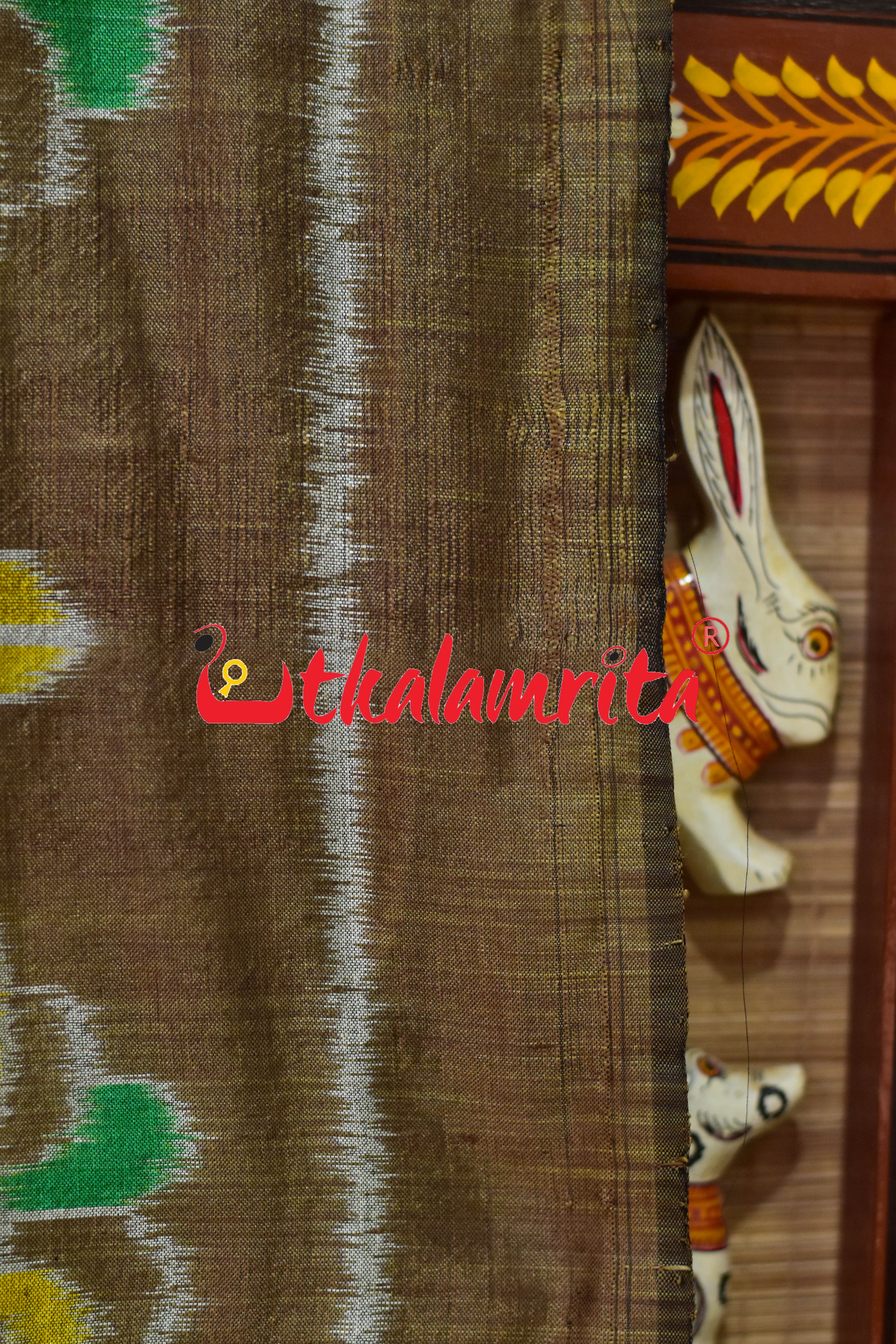 Olive Elephant Khandua Silk (Dupatta)