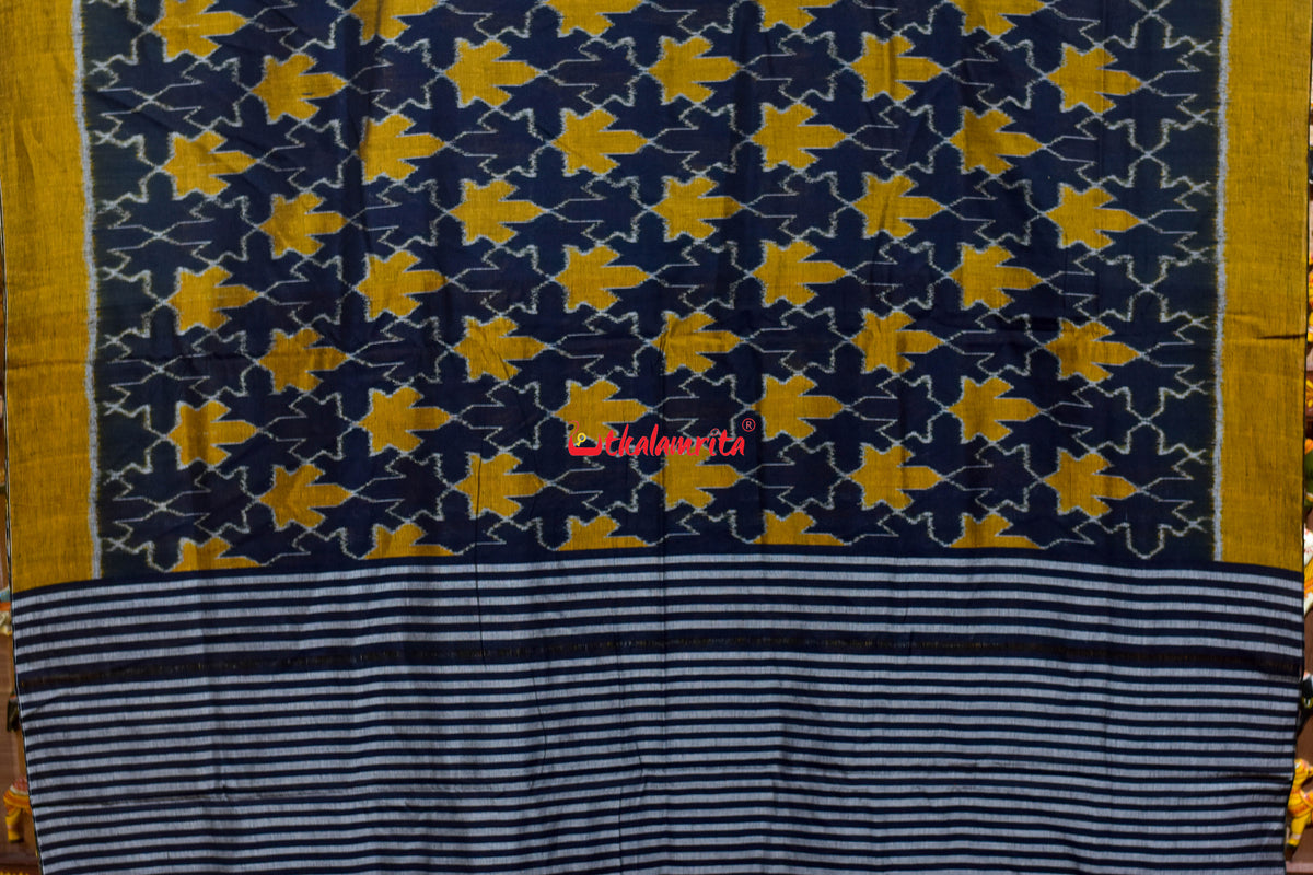Kalara Patra Black Golden Maniabandha Cotton Saree