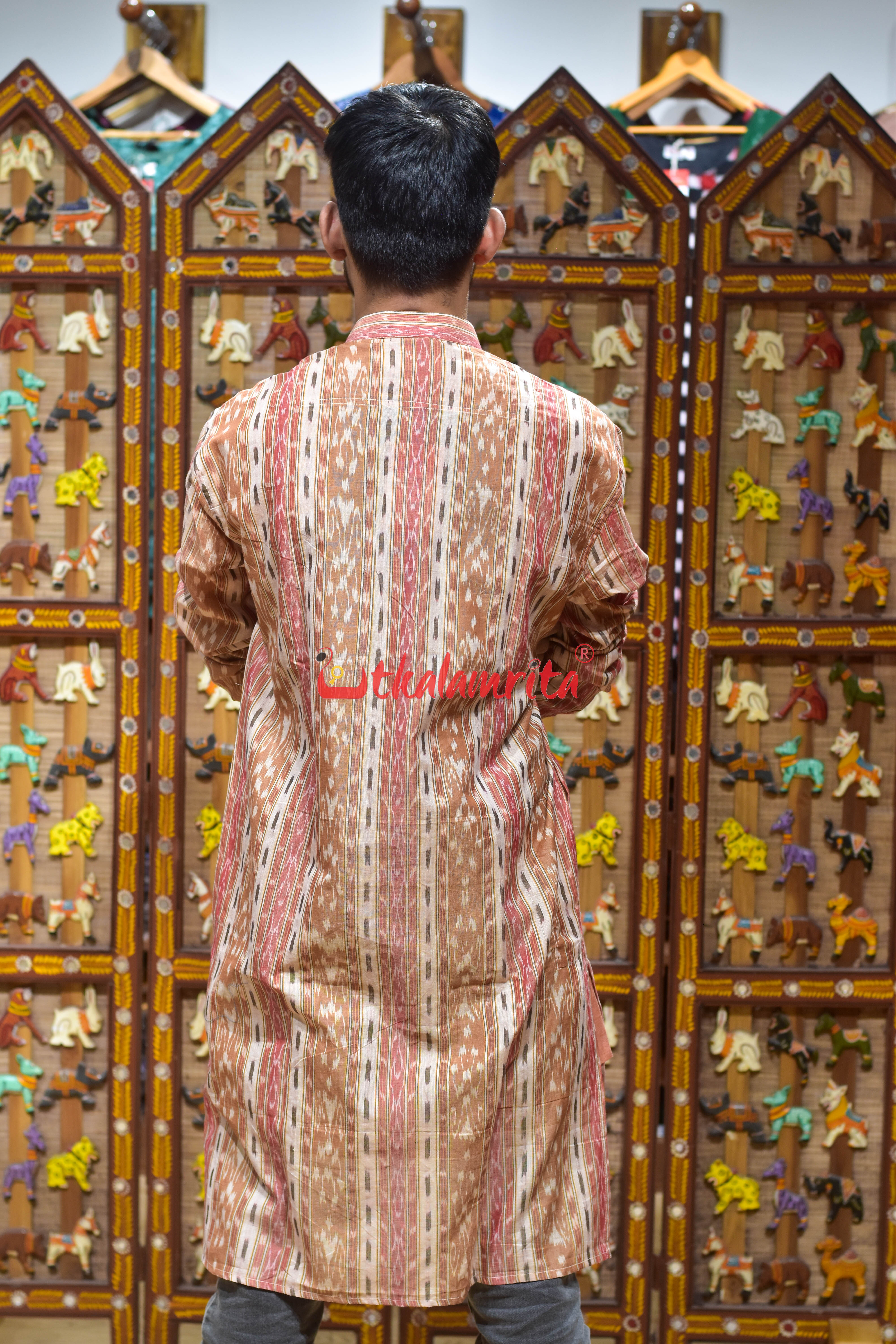 Chandan Red Kangula Design (Men's Long Kurta)