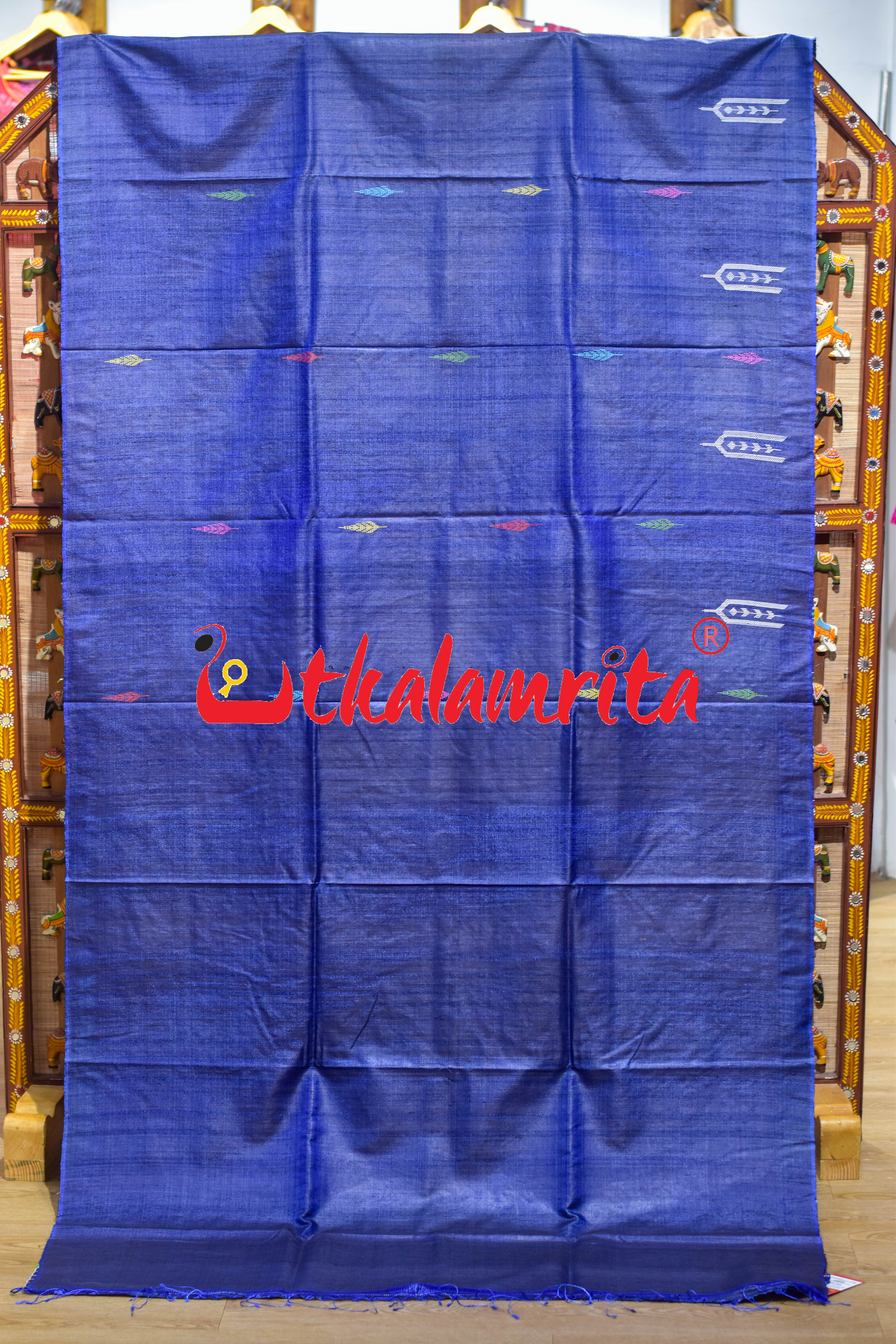 Navy Blue Ganjam Bomkai Inspired Gopalpur Tussar Saree