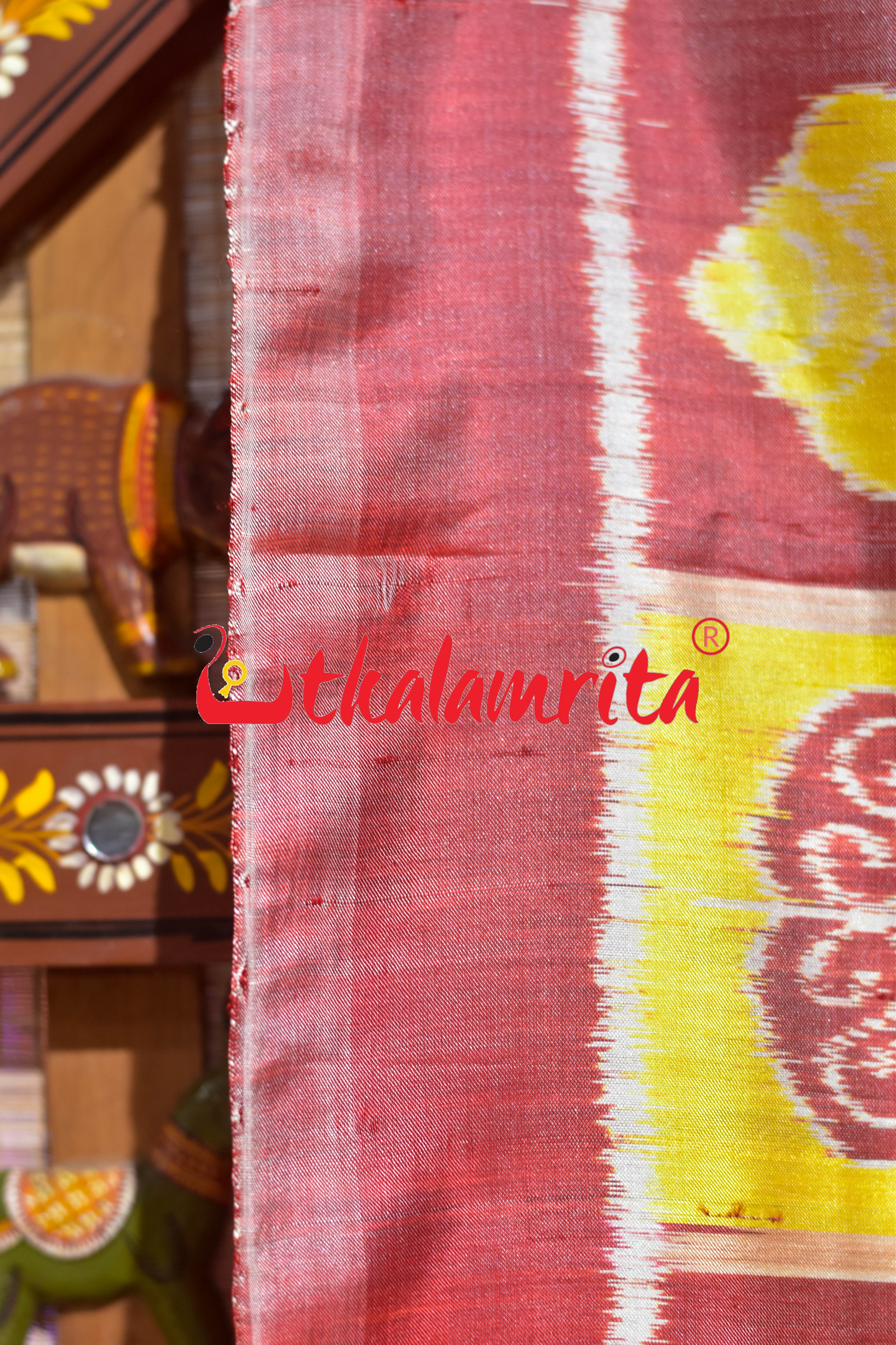 Yellow Red Nabakothi Khandua Silk Saree