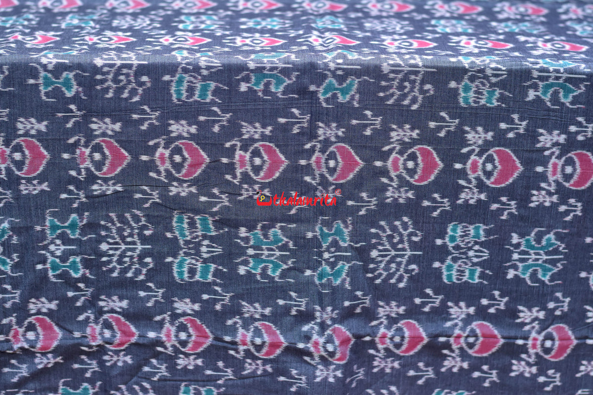 Grey Tribal Kalasi Paper Desigmn Sambalpuri Cotton (Fabric)