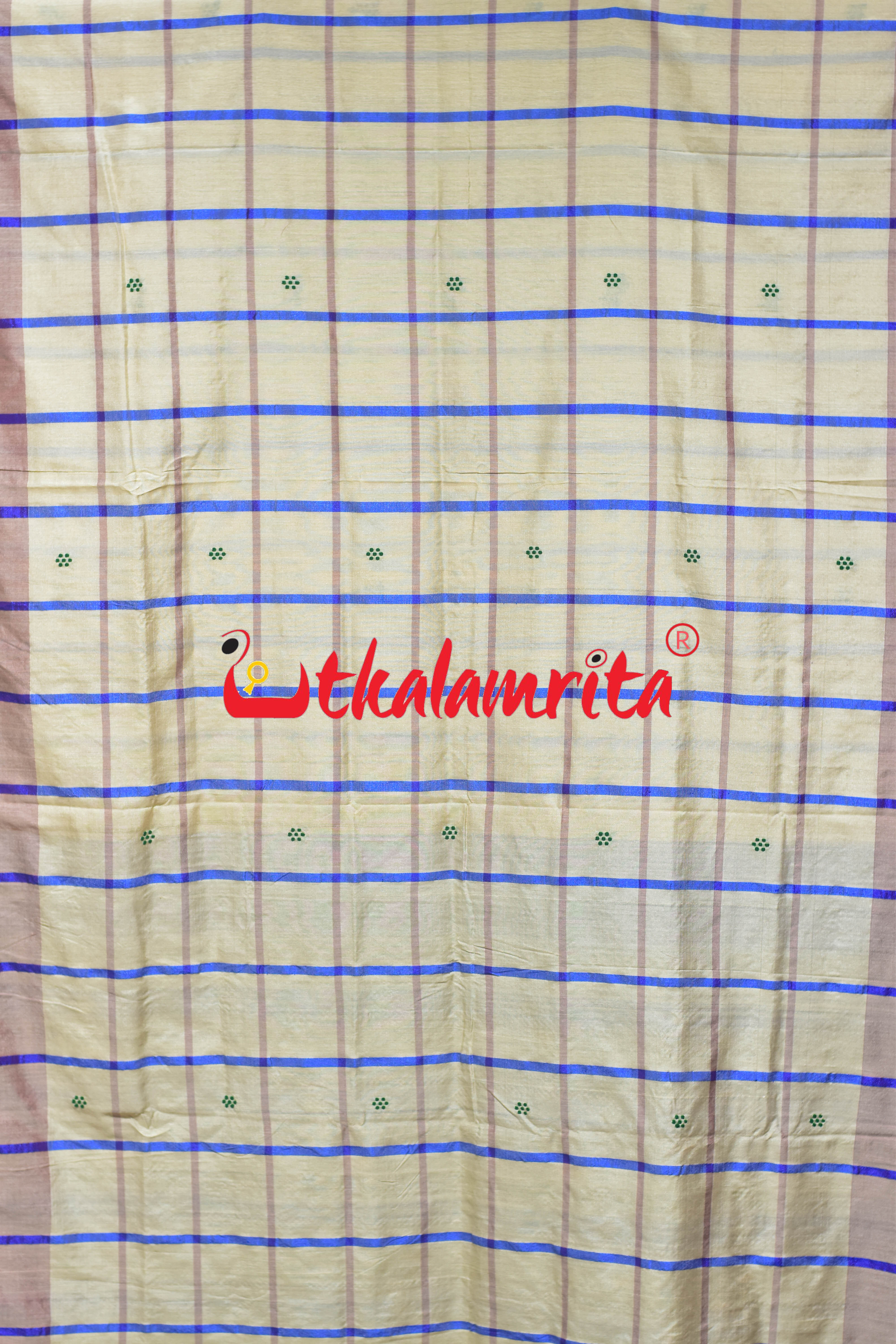 Cream Blue Traditional Design Gopalpur Saree