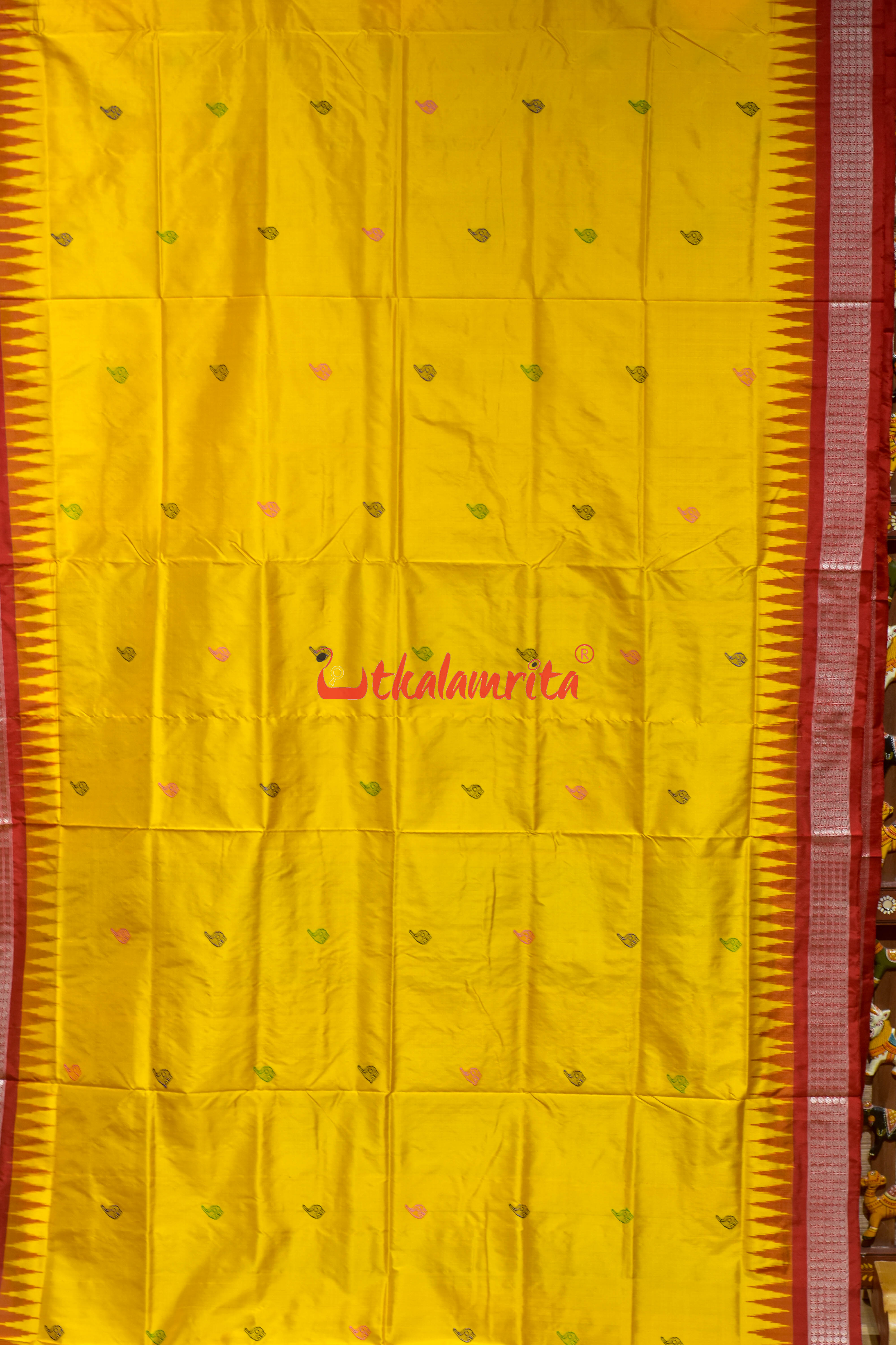 Yellow Sankha Sudarshan Bomkai Silk Saree
