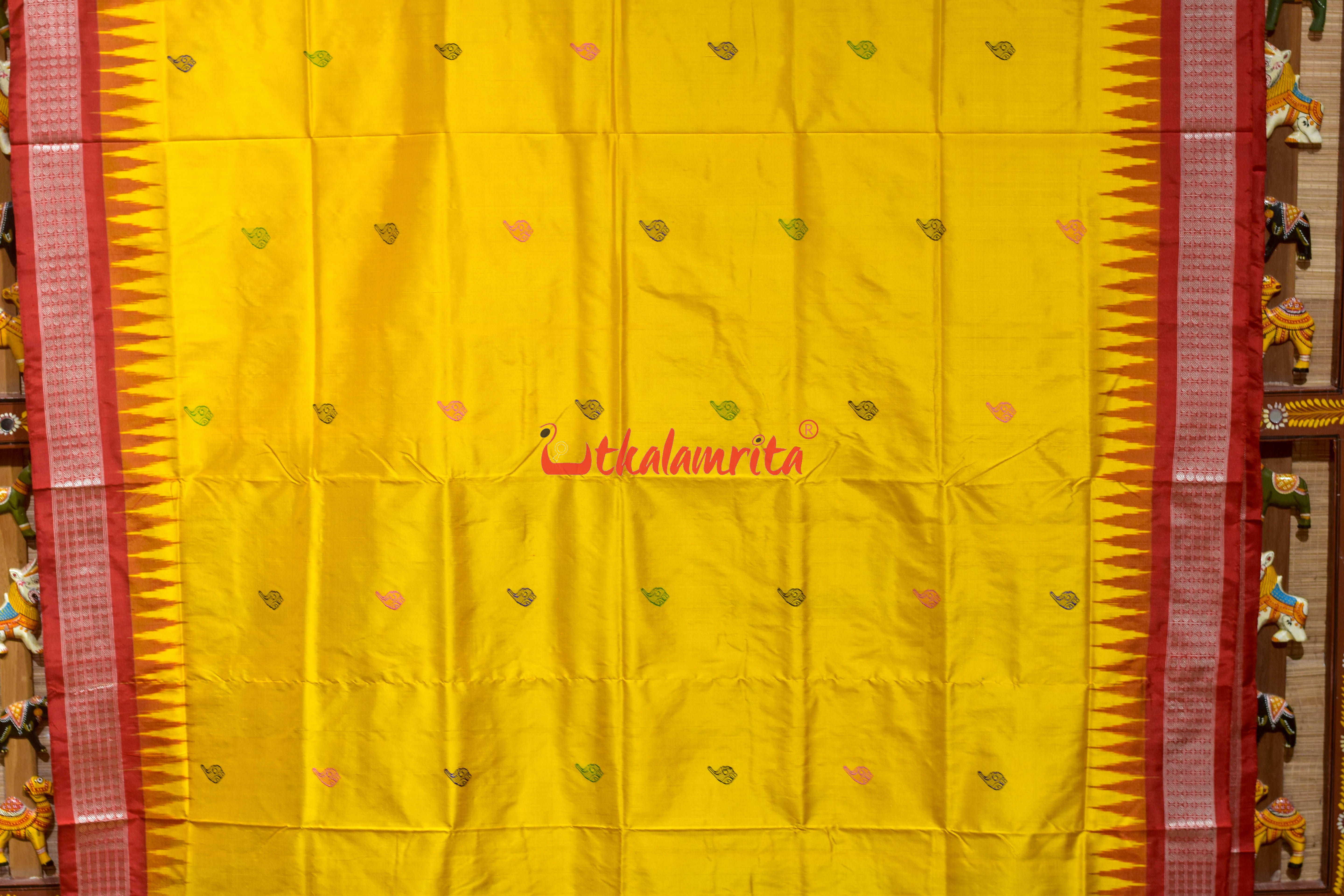 Yellow Sankha Sudarshan Bomkai Silk Saree