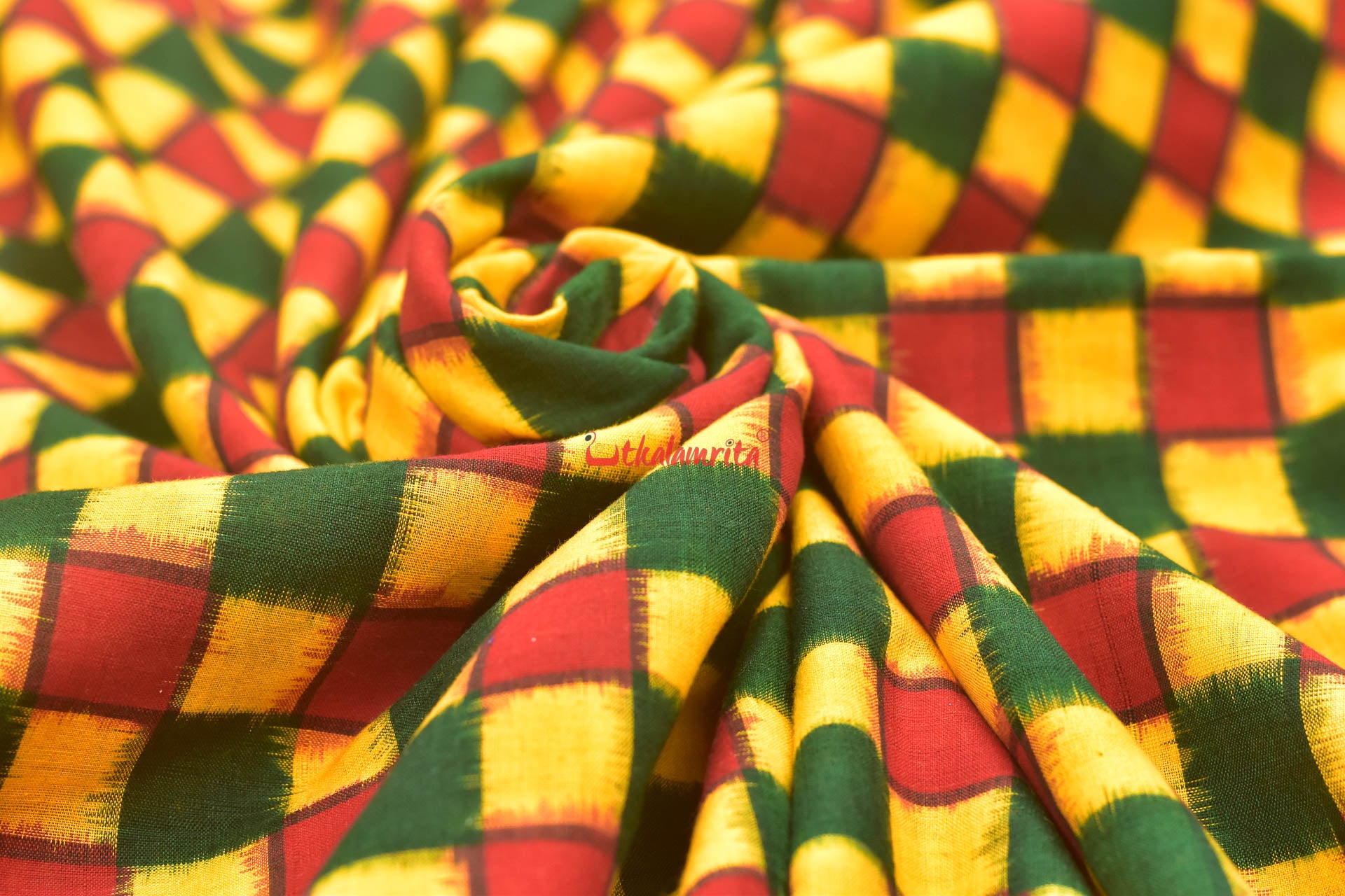 Yellow Red Total Pasapali Sambalpuri Cotton (Fabric)