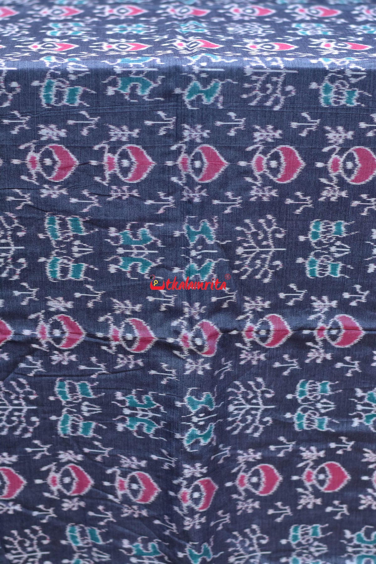 Grey Tribal Kalasi Paper Desigmn Sambalpuri Cotton (Fabric)