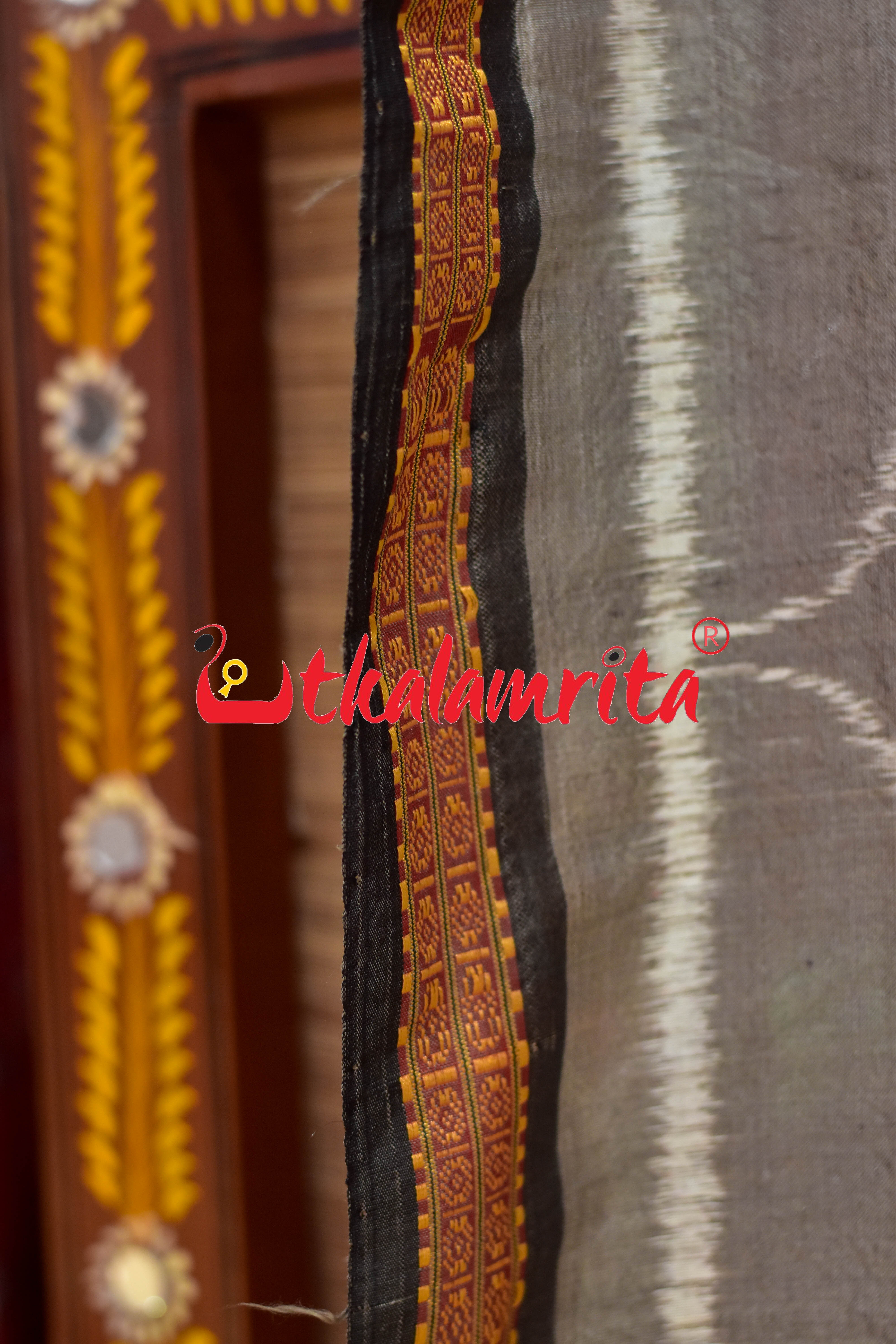 Grey Chungudia Daali Khandua Silk (Dupatta)