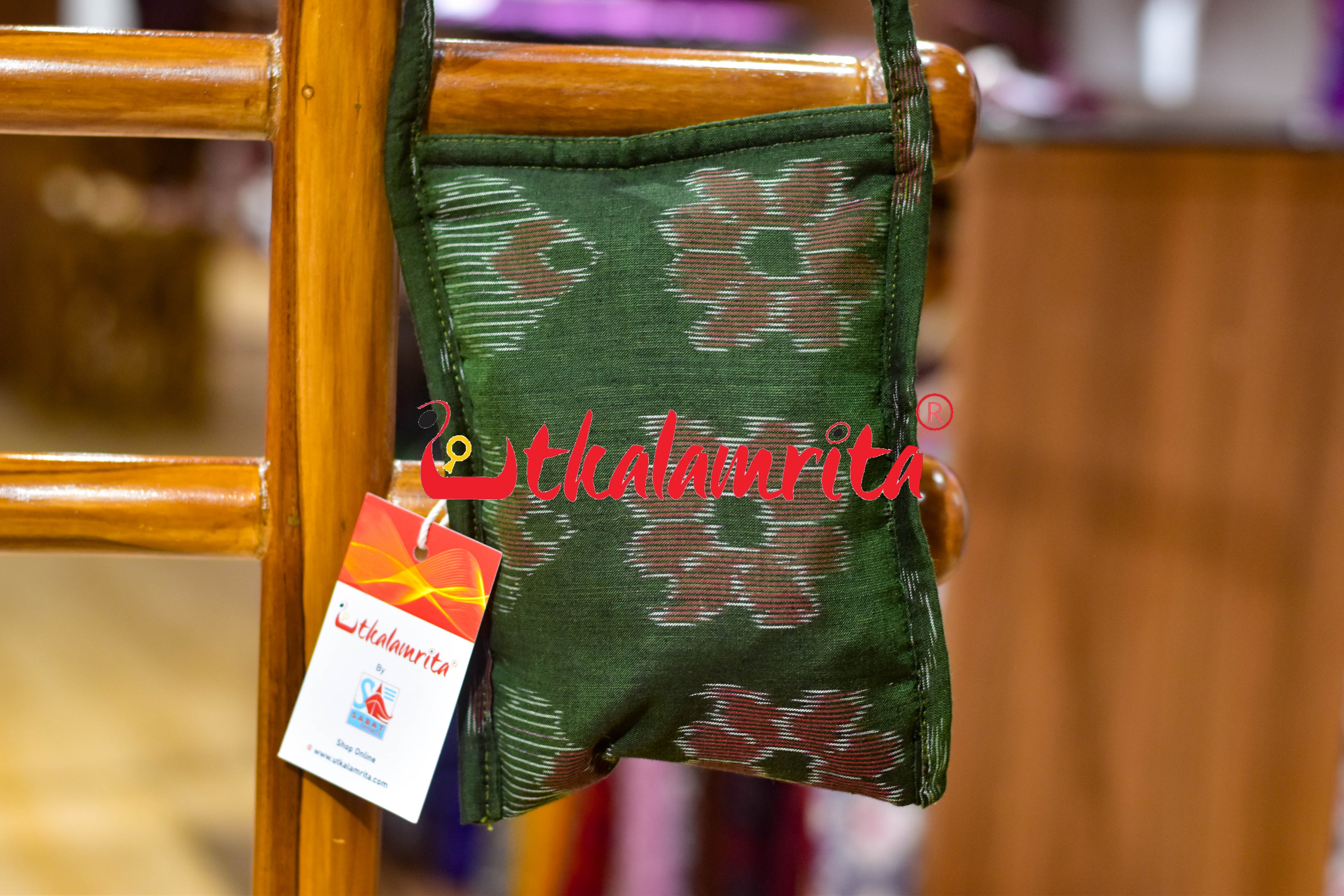 Mehendi Green Big Flowers Mobile Sling Bag