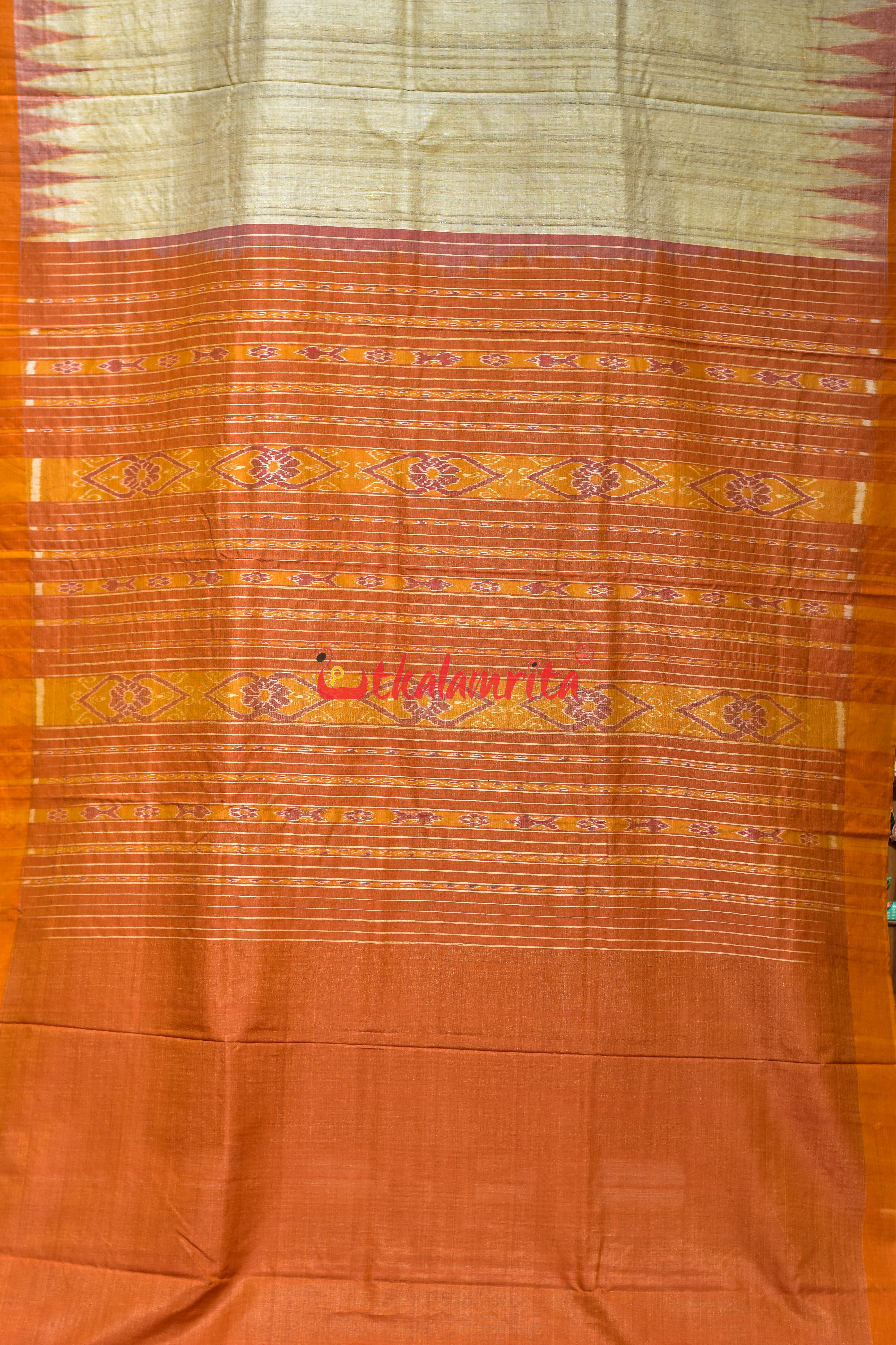 Fine Gopalpur Tussar Beige Orange Saree