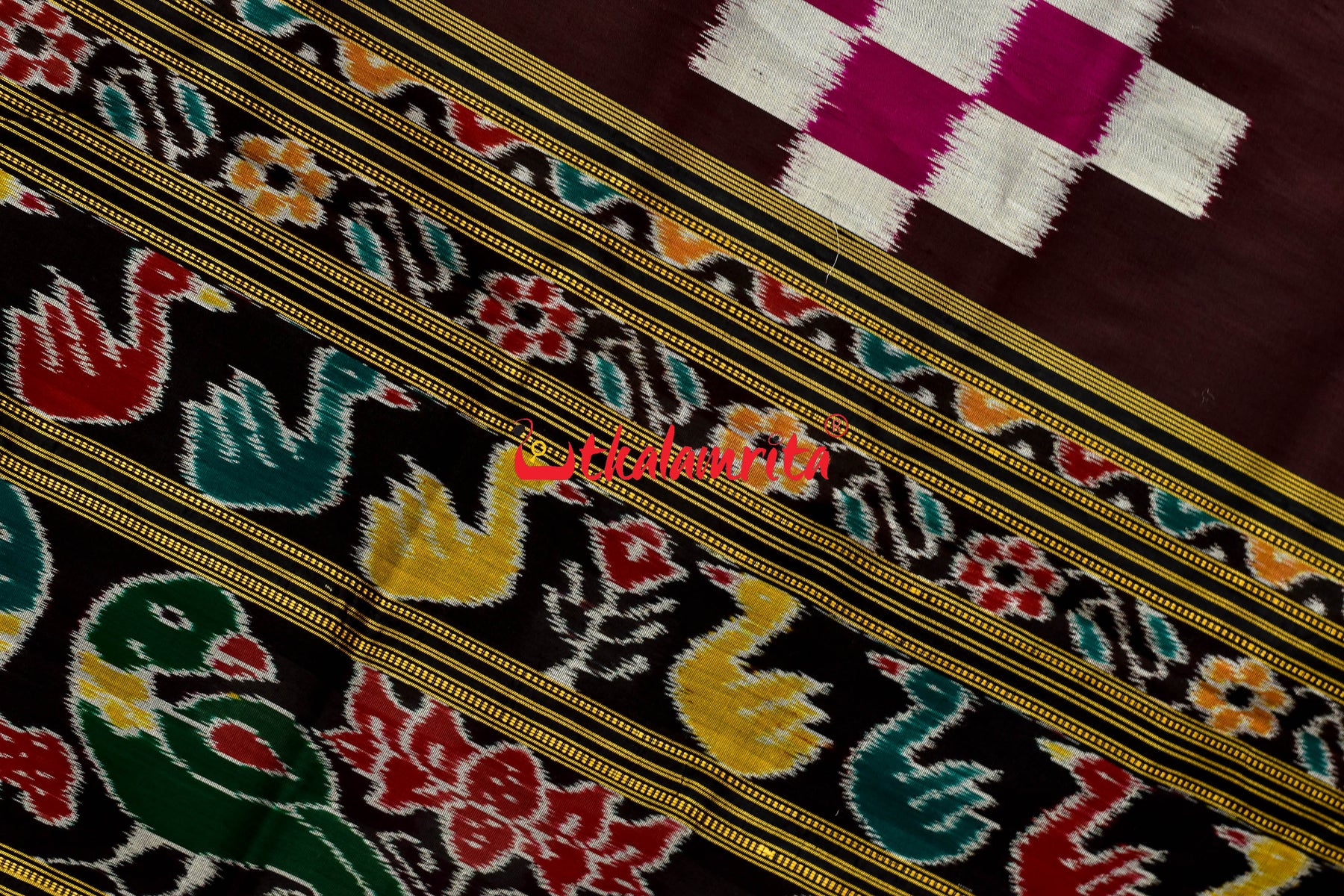 Coffee Body Pasapali Nartaki Anchal Khandua Silk Saree