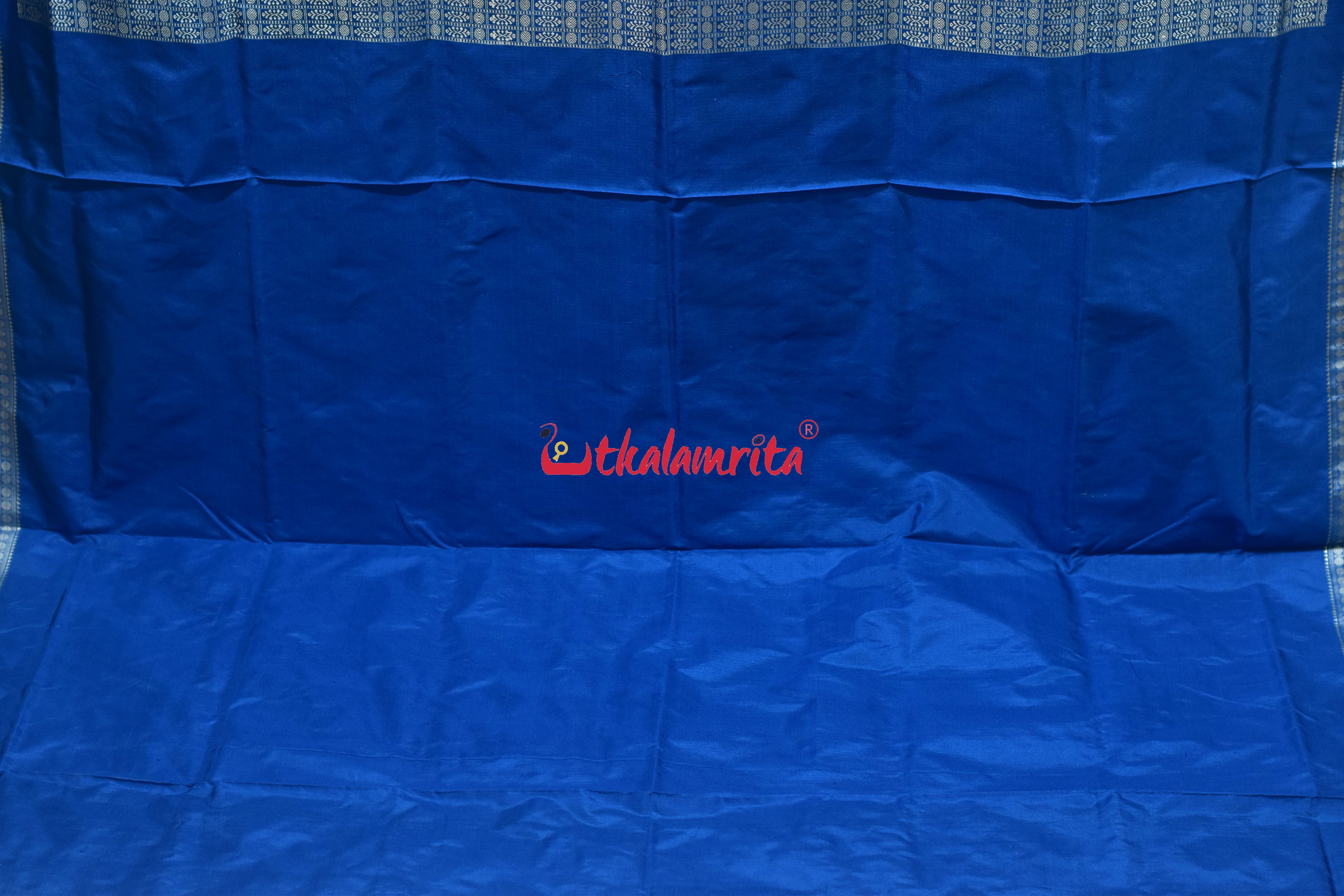 Sea Blue Box Tribal Bomkai Silk Saree