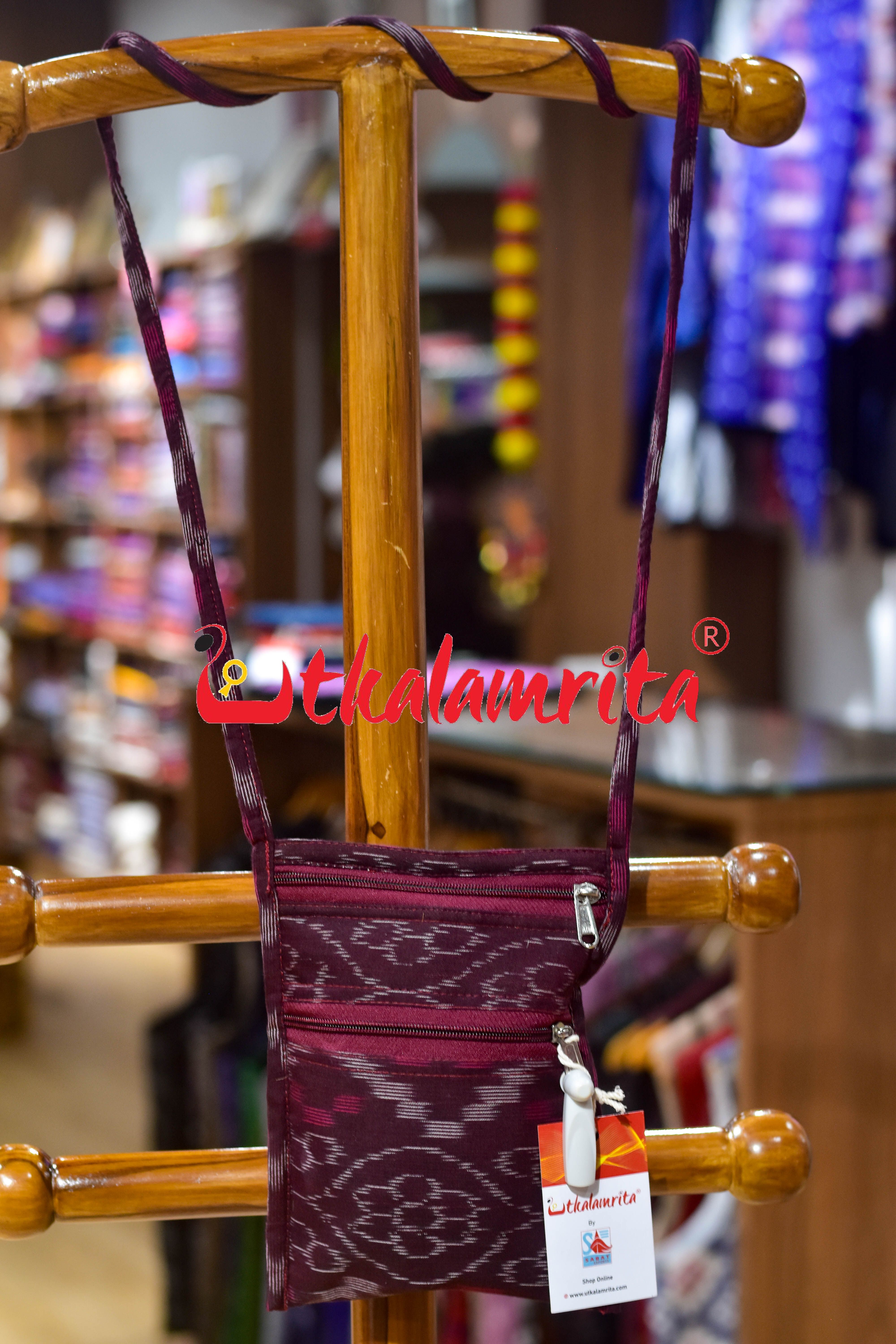 Maroon Tetris Mobile Sling Bag
