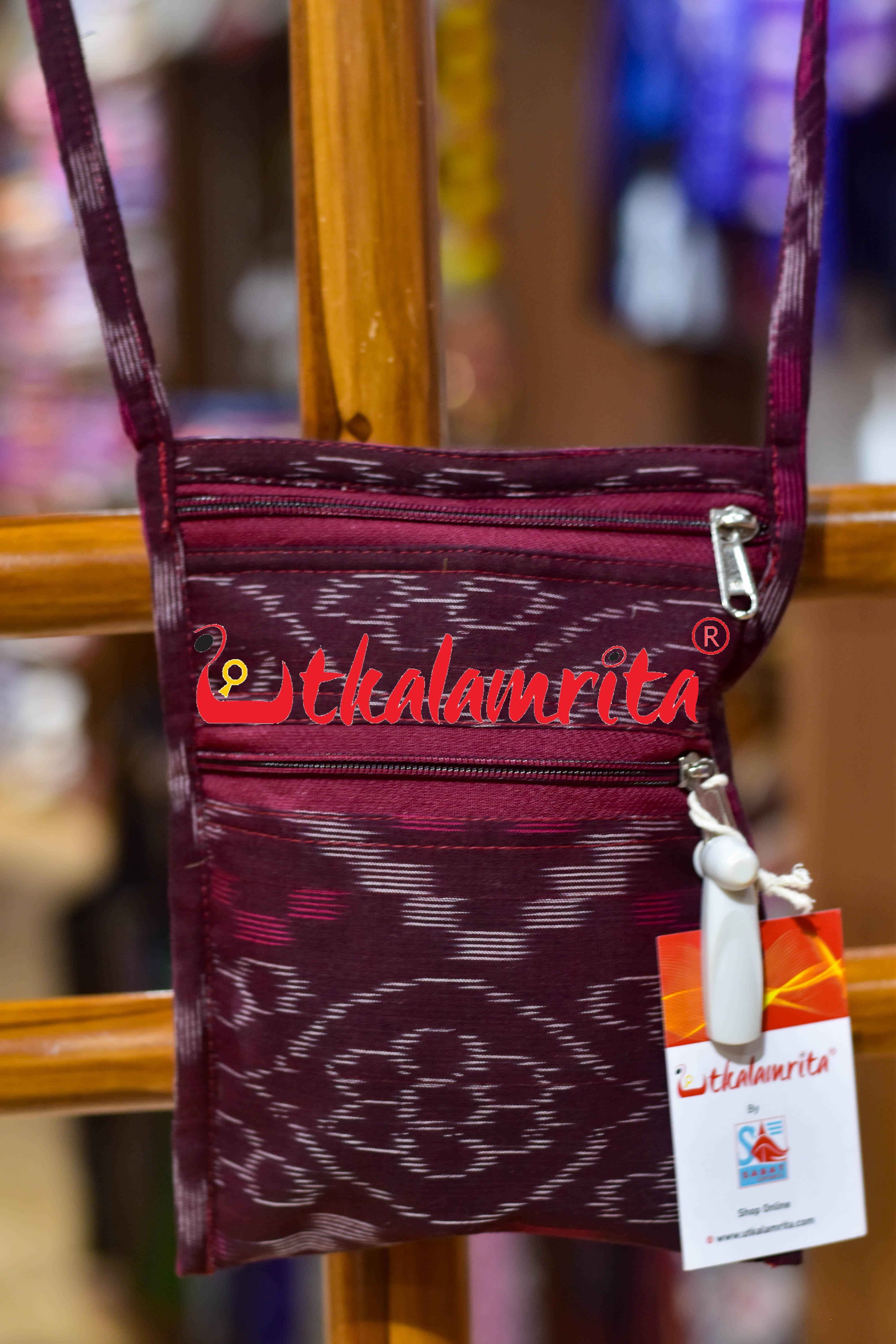 Maroon Tetris Mobile Sling Bag