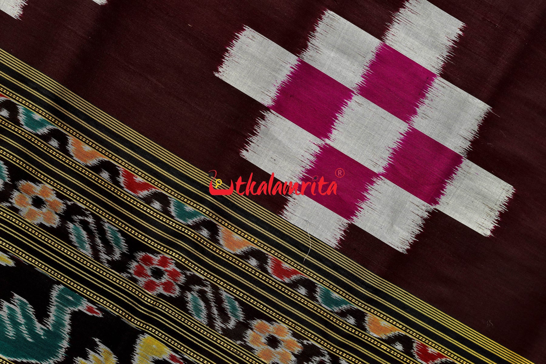 Coffee Body Pasapali Nartaki Anchal Khandua Silk Saree