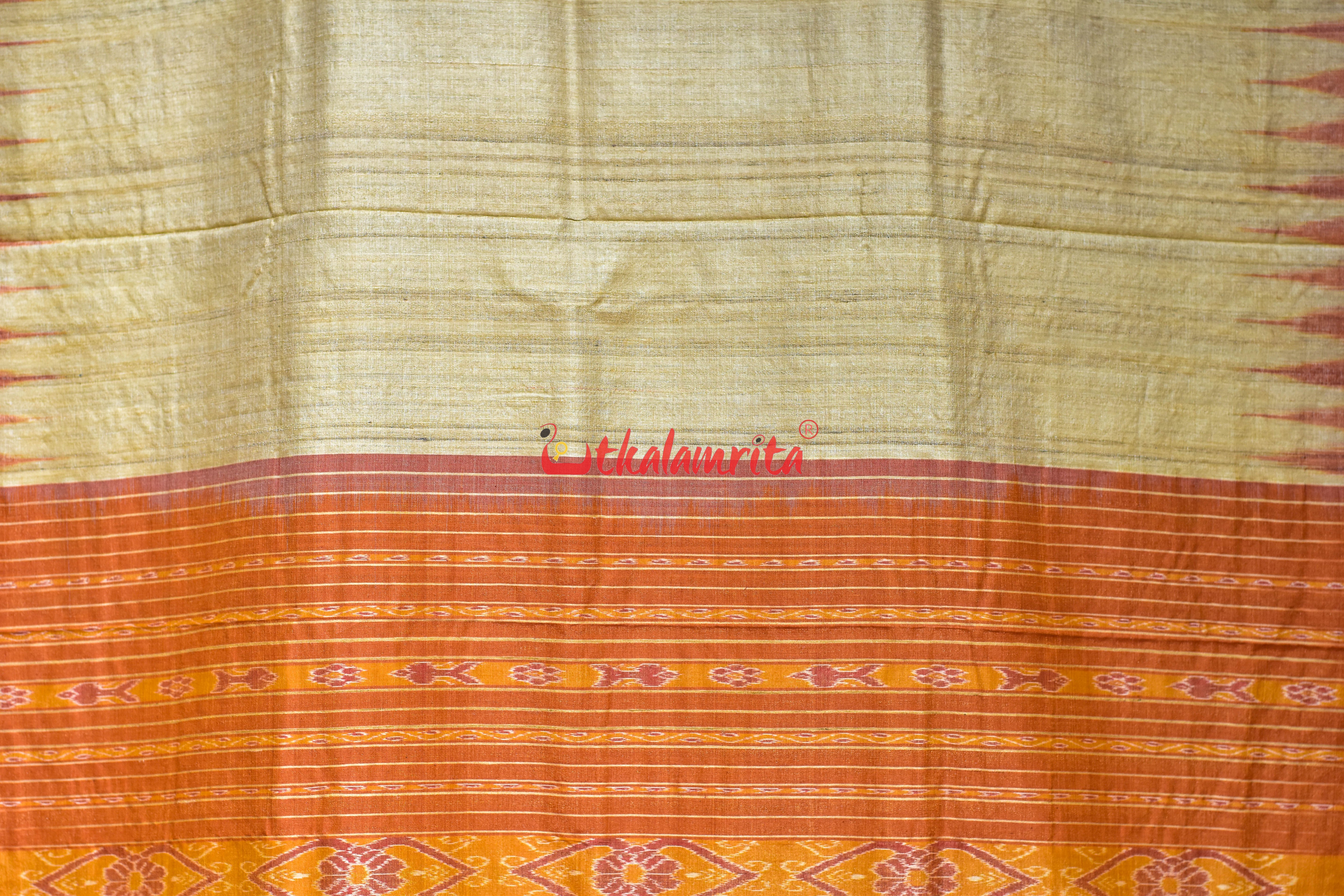 Fine Gopalpur Tussar Beige Orange Saree