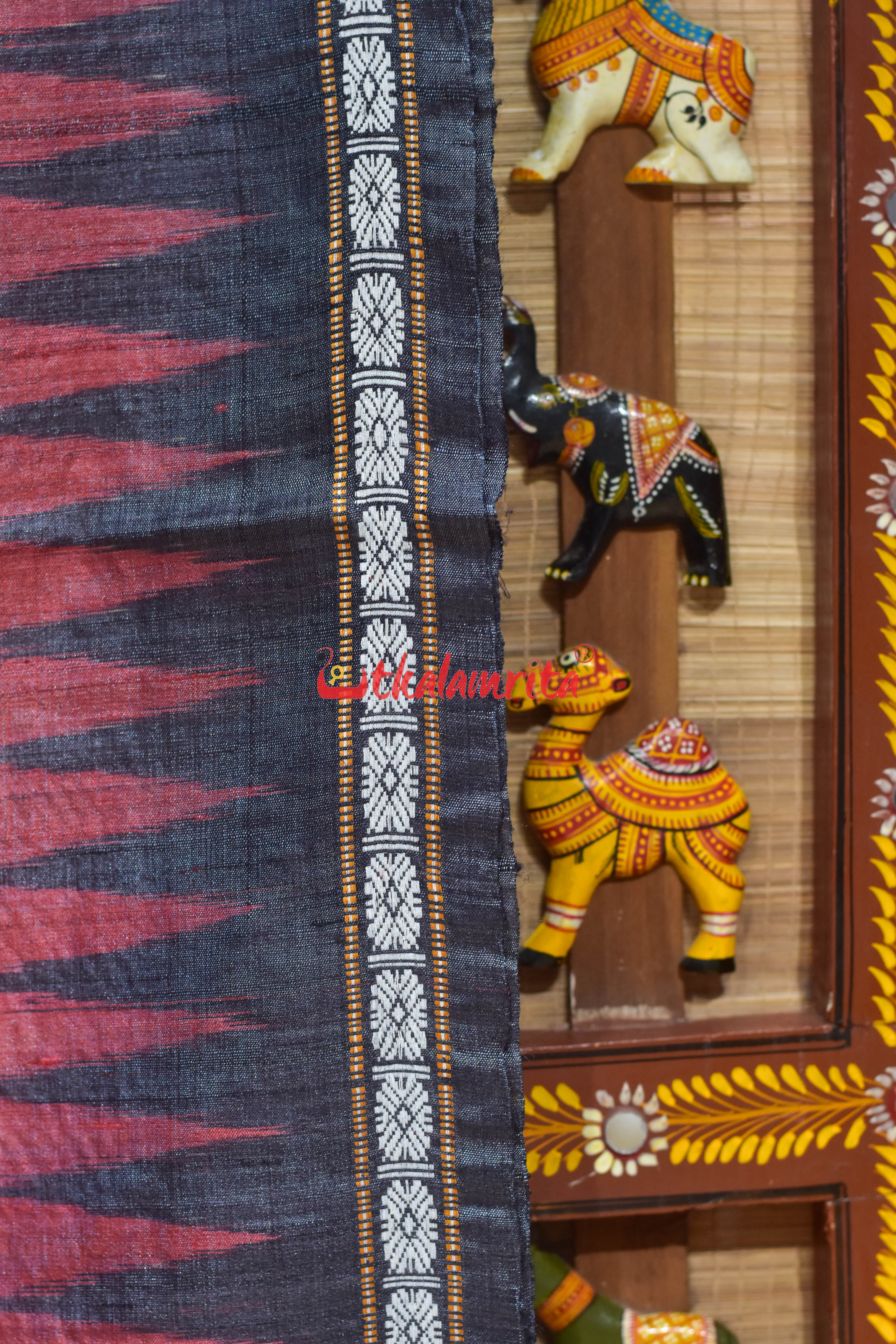 Red Body with Ghoda Nabami Anchal Gopalpur Tussar Silk Saree