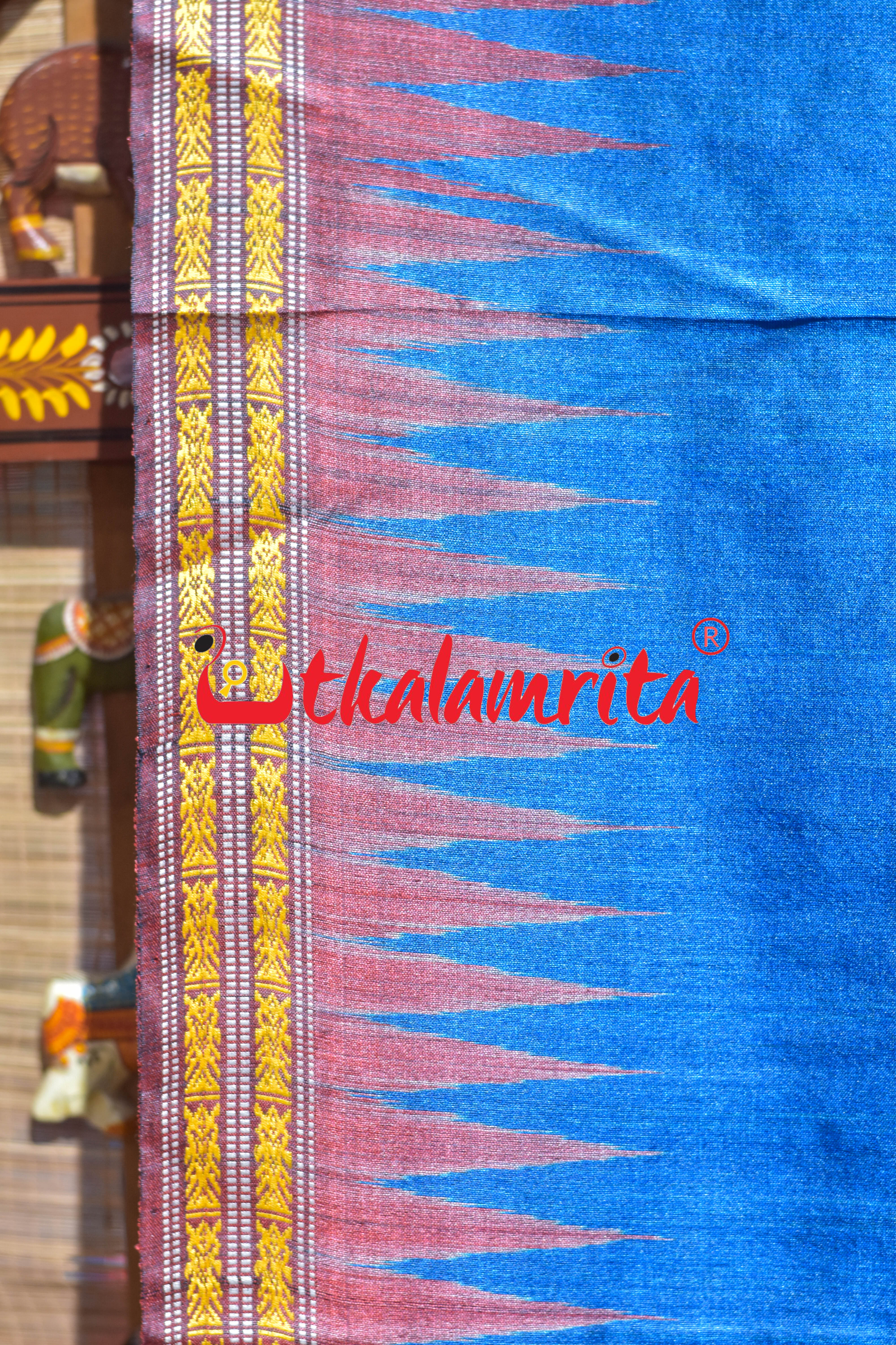 German Blue Body Butterfly Gopalpur Tussar Silk Saree