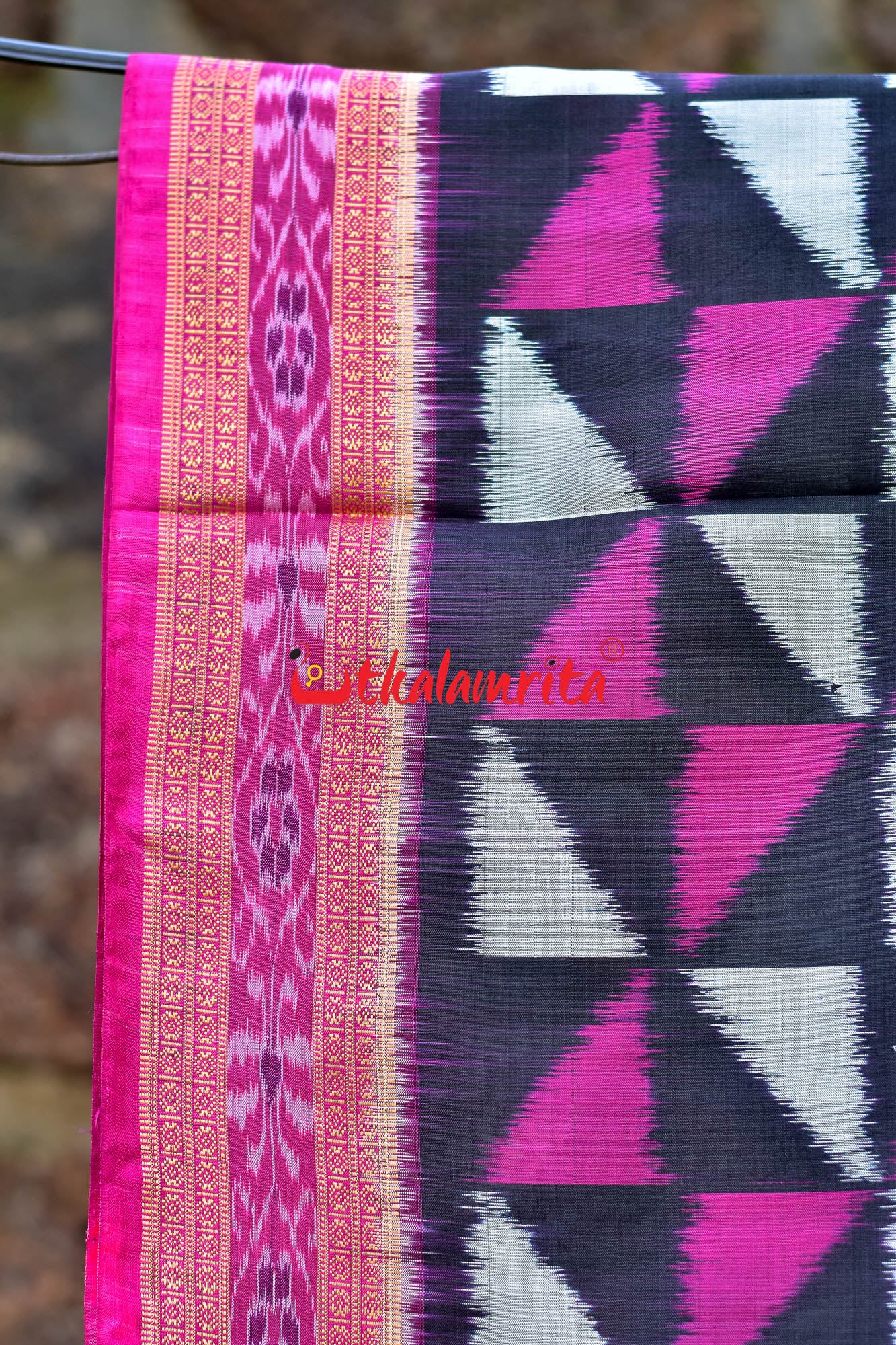 Pataka Magenta Khandua Silk Saree